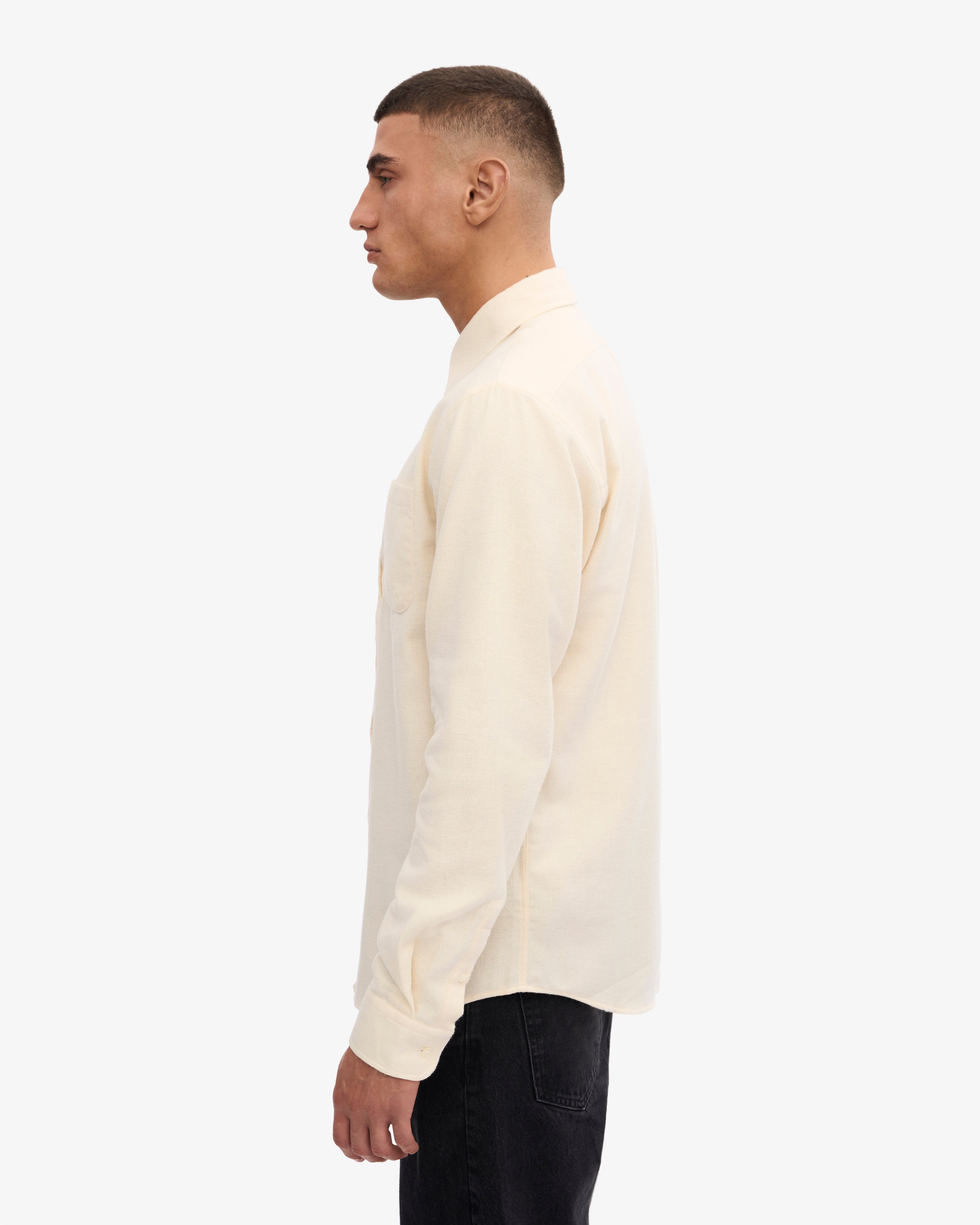 Organic Flannel Shirt - Ivory White