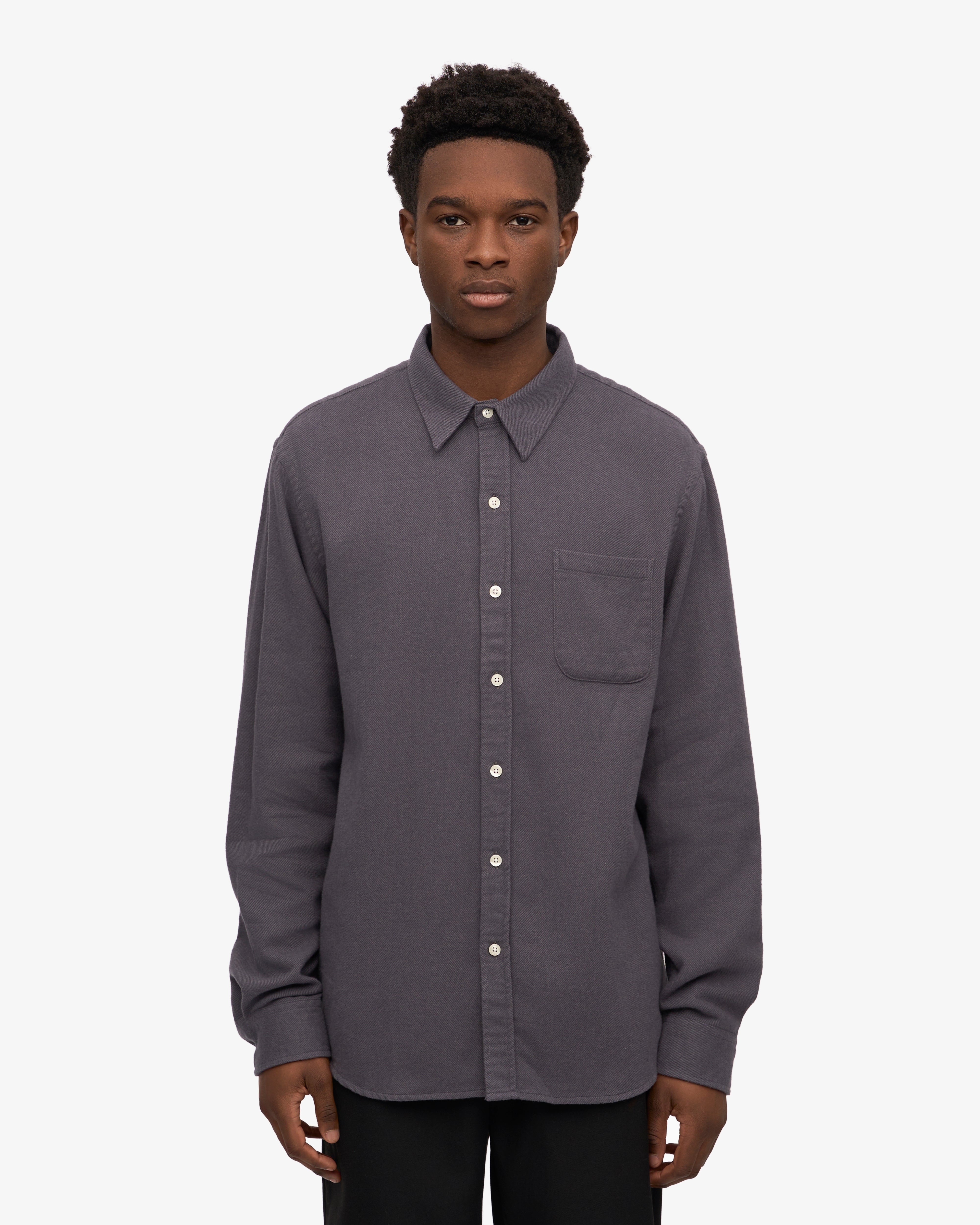 Organic Flannel Shirt - Lava Grey