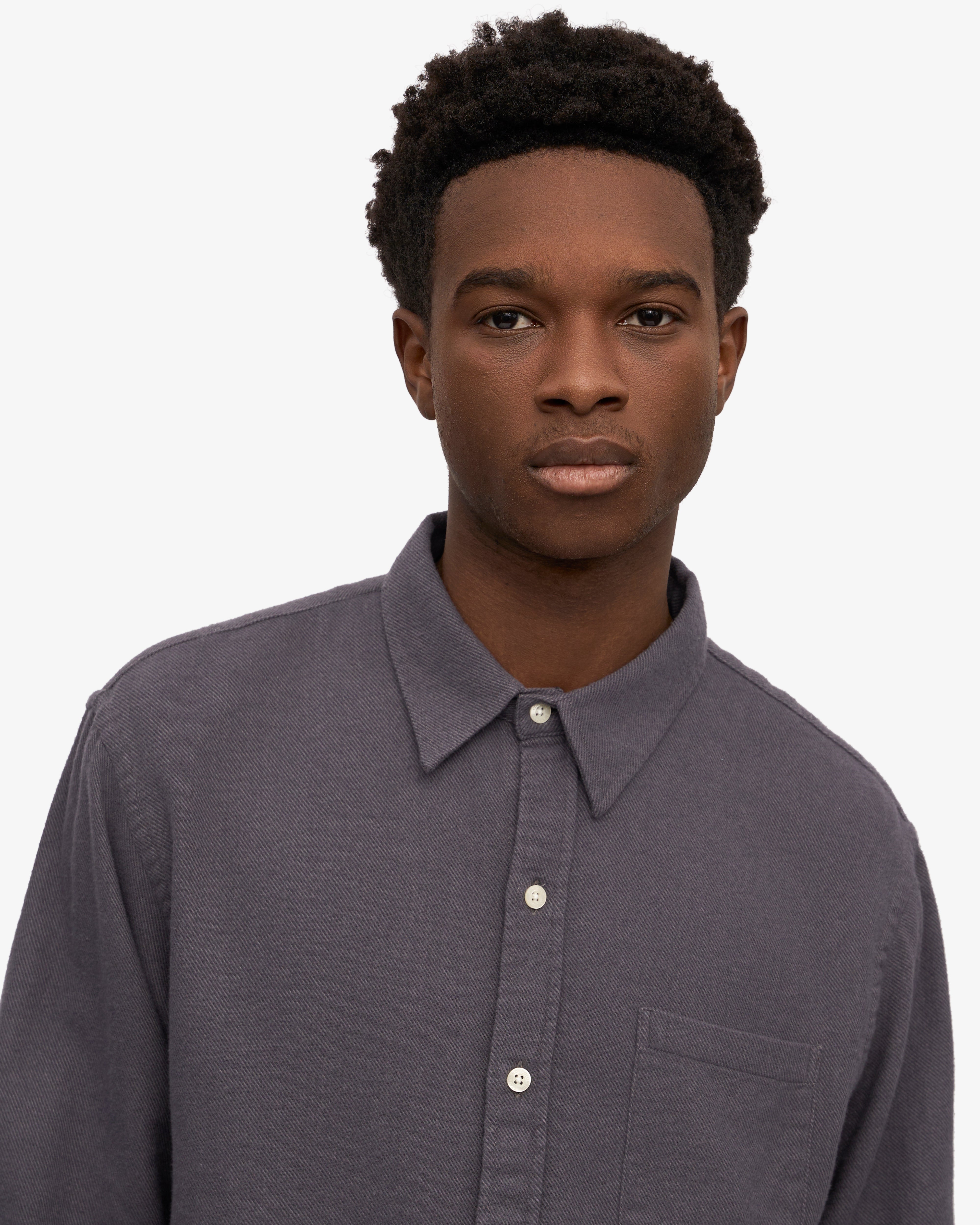 Organic Flannel Shirt - Lava Grey