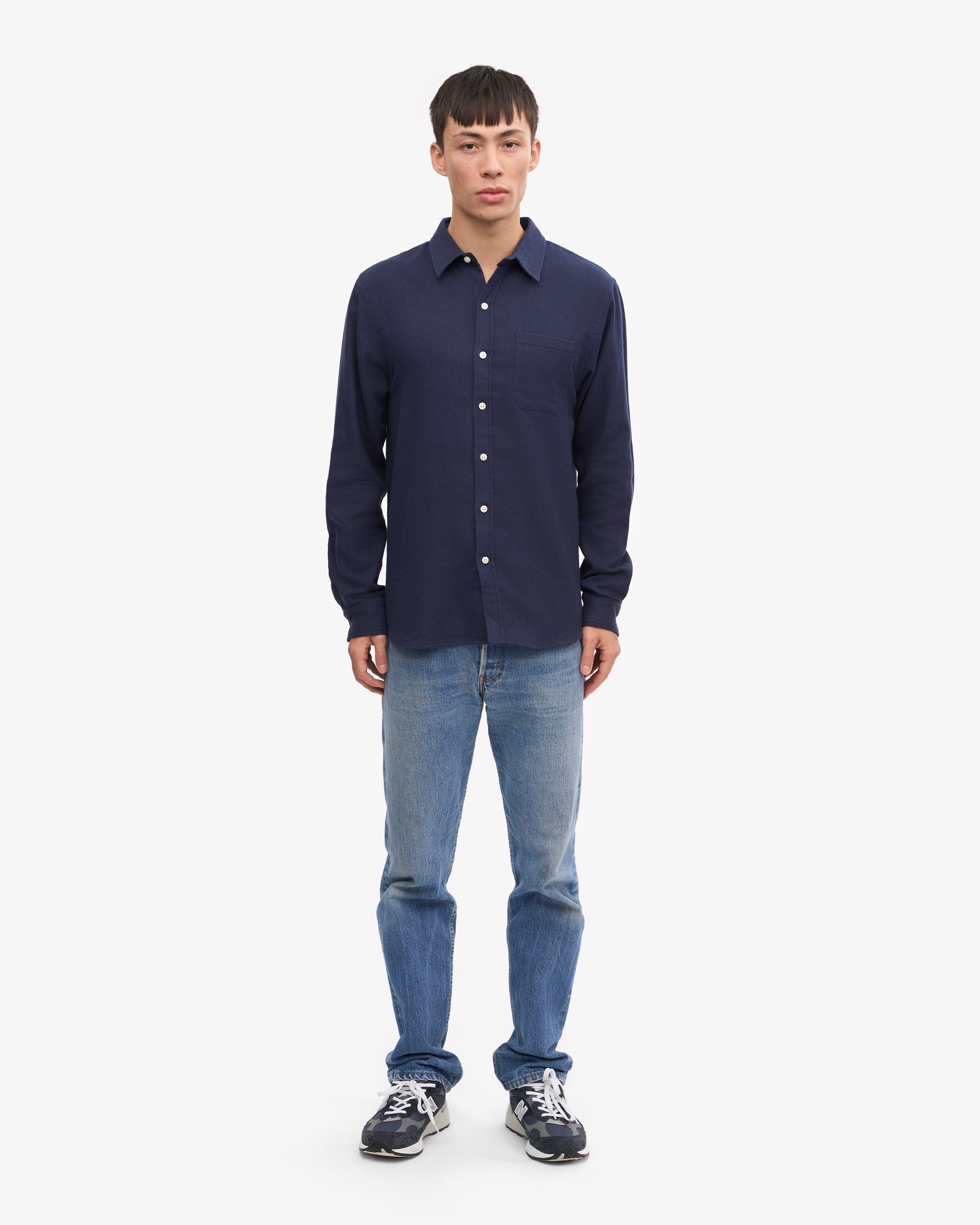 Organic Flannel Shirt - Navy Blue