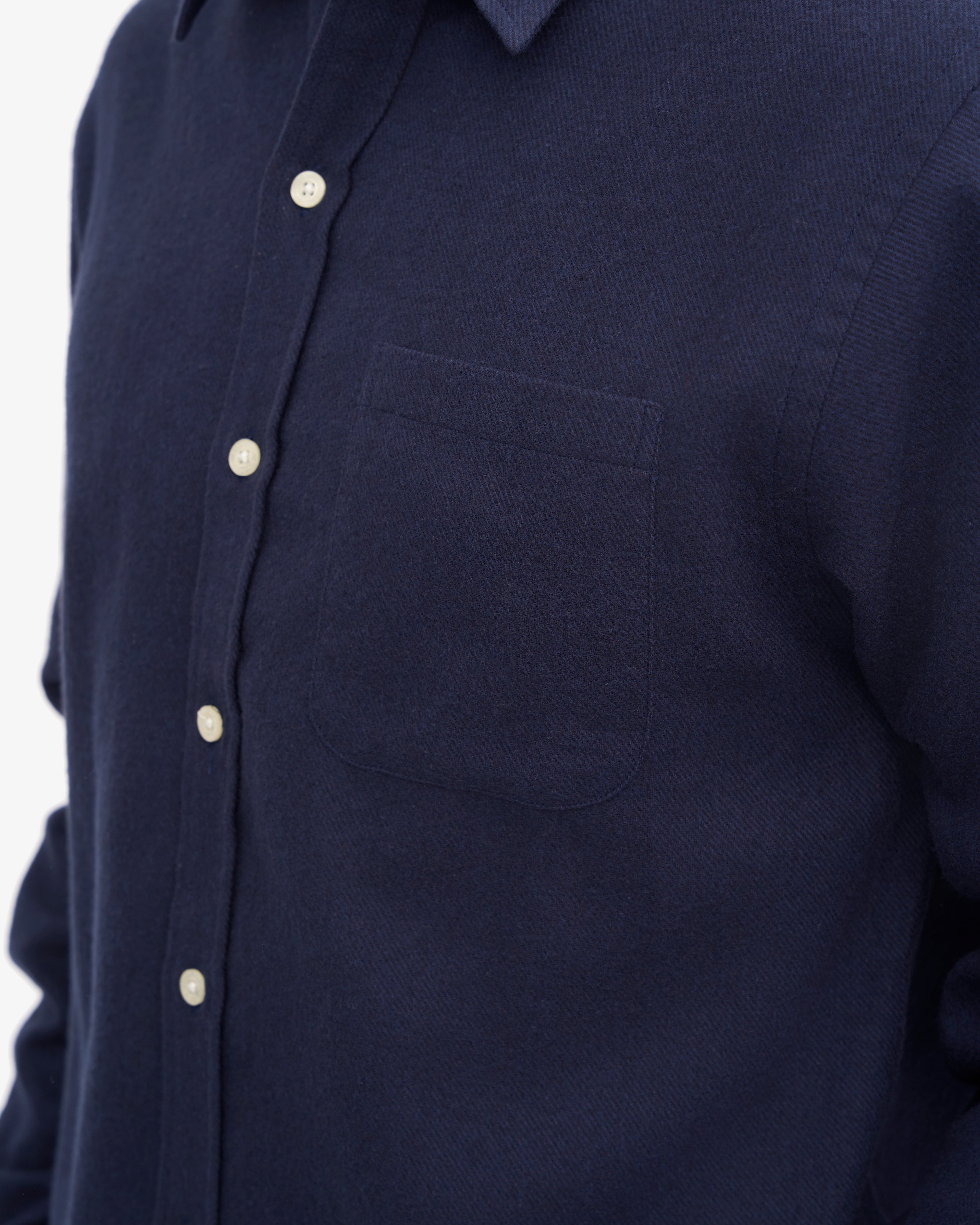 Organic Flannel Shirt - Navy Blue