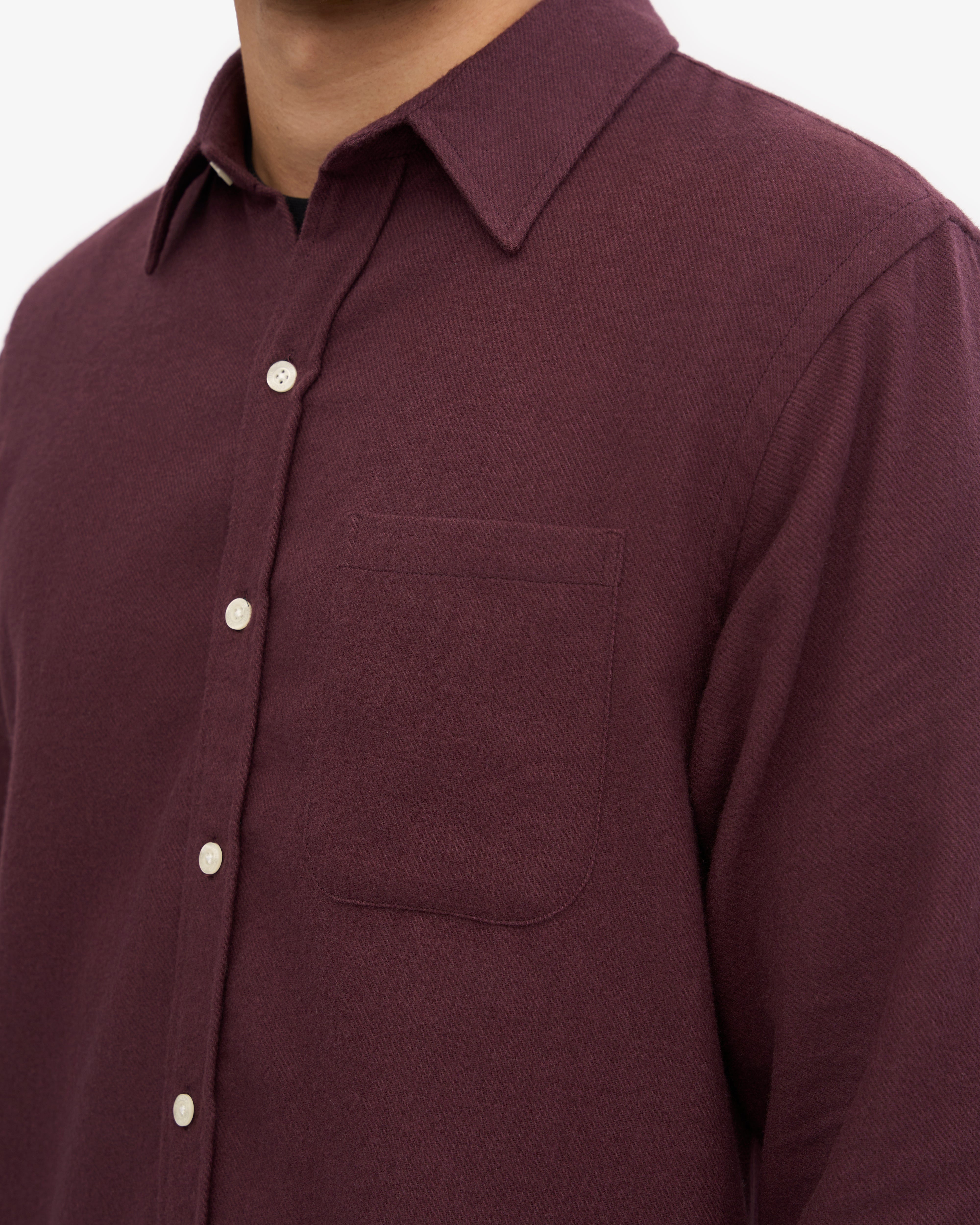 Organic Flannel Shirt - Oxblood Red
