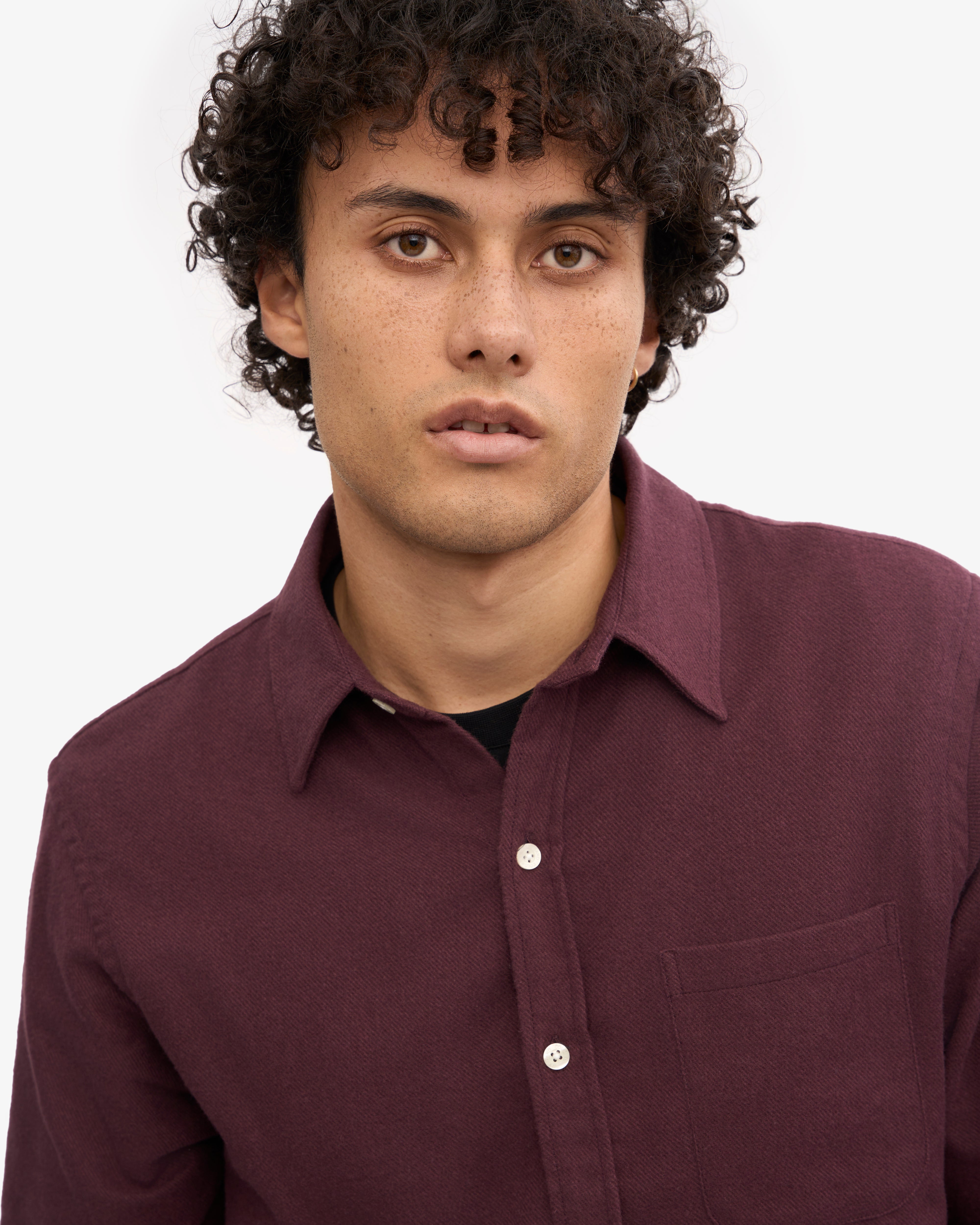 Organic Flannel Shirt - Oxblood Red