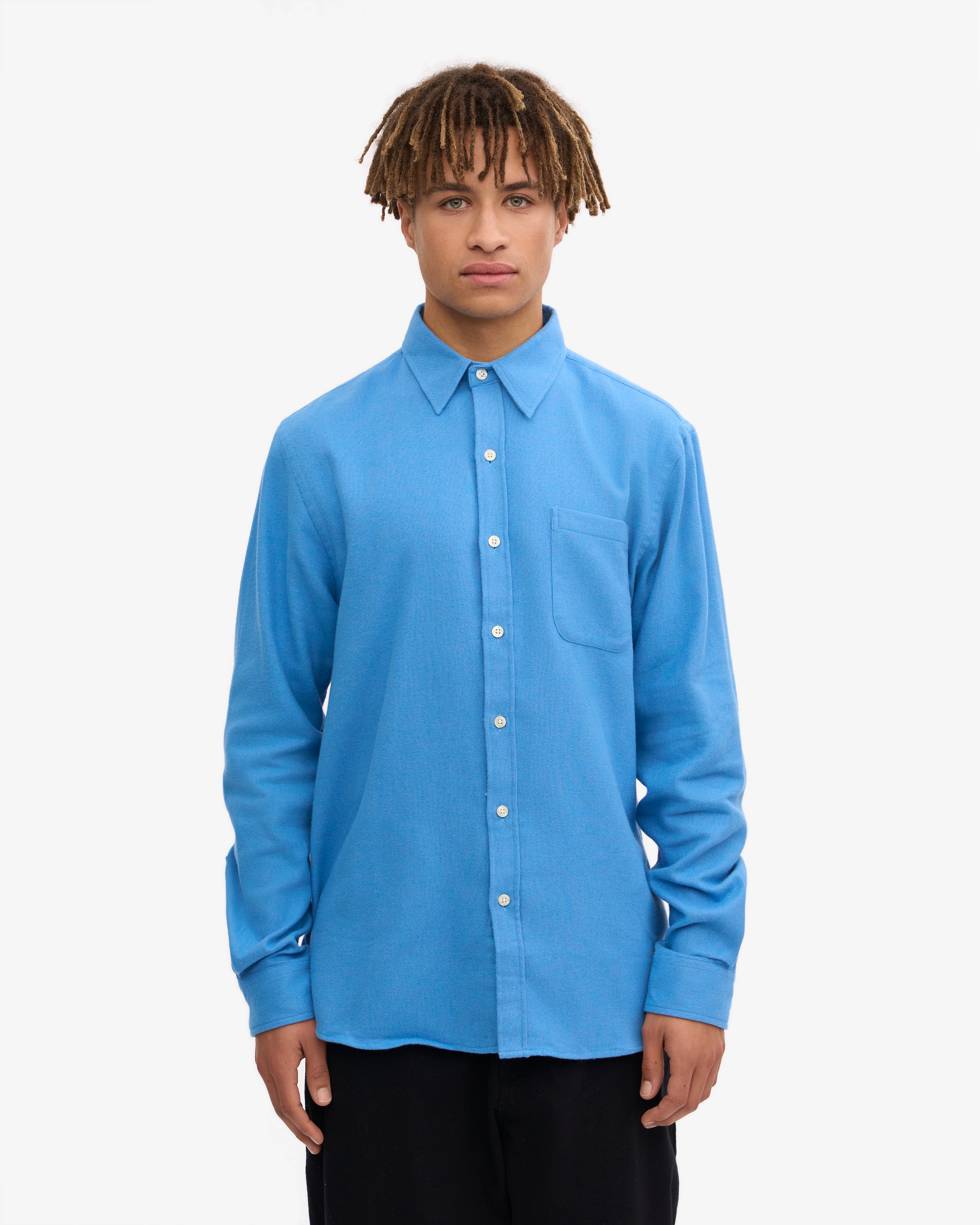 Organic Flannel Shirt - Pacific Blue