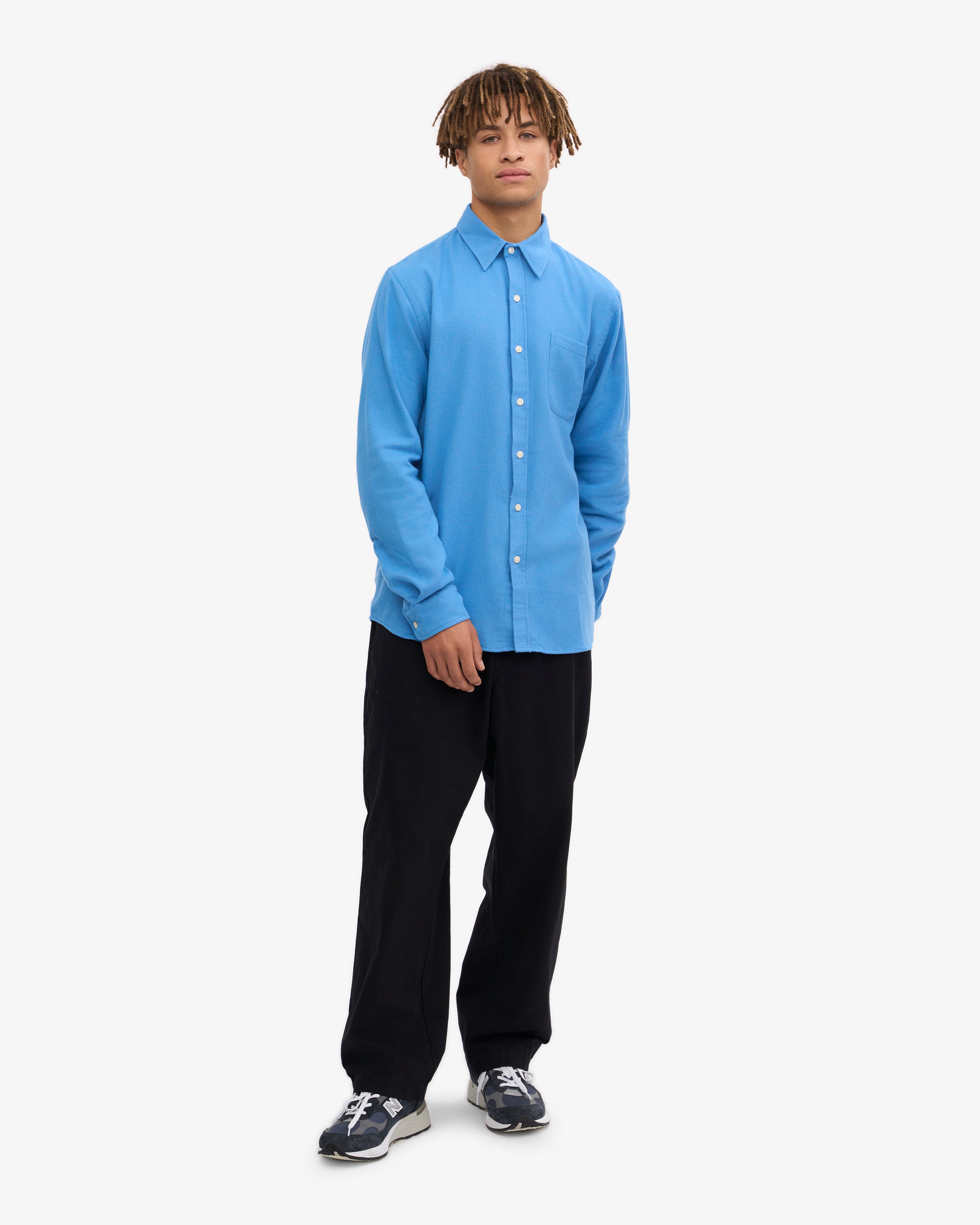 Organic Flannel Shirt - Pacific Blue