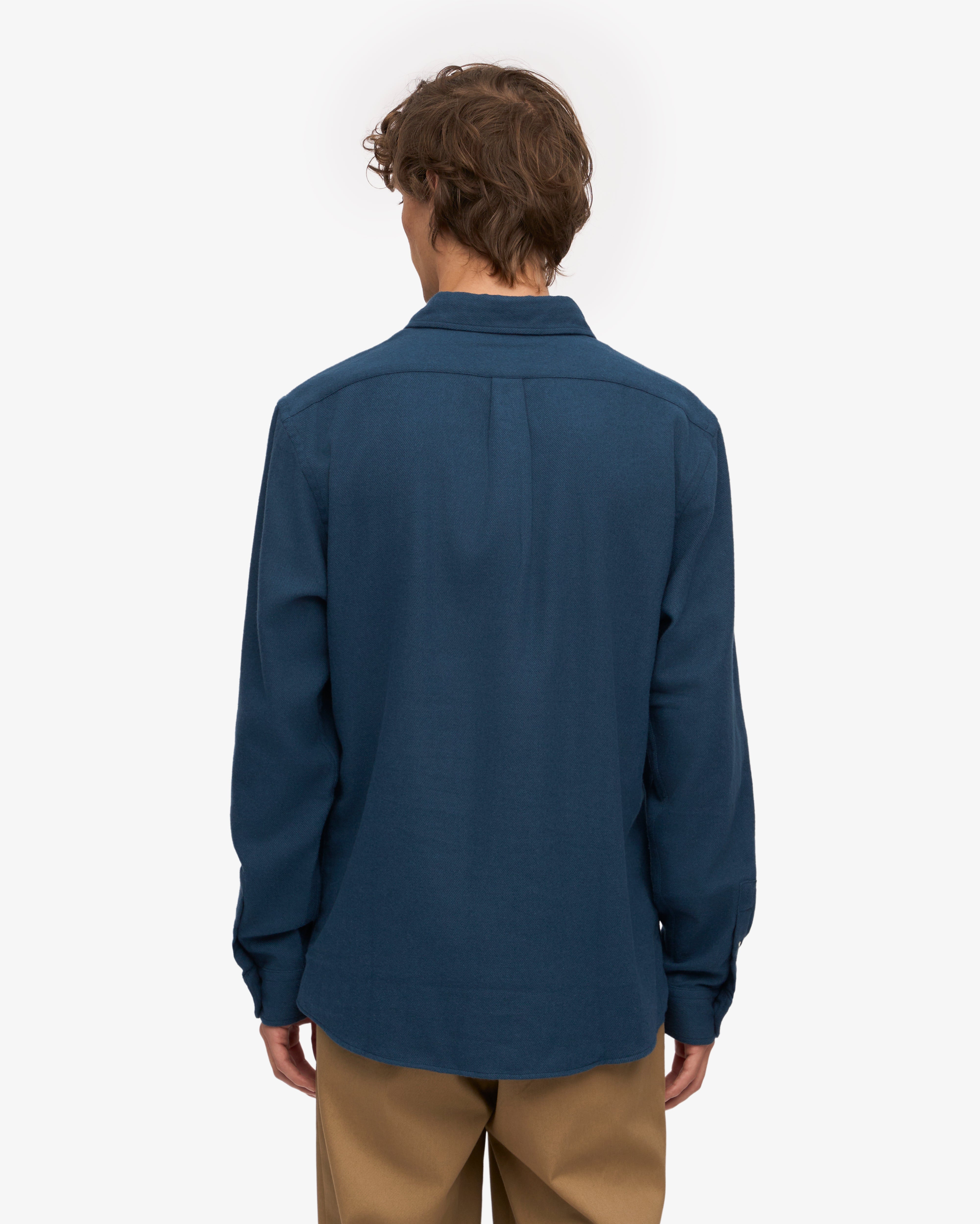 Organic Flannel Shirt - Marine Blue