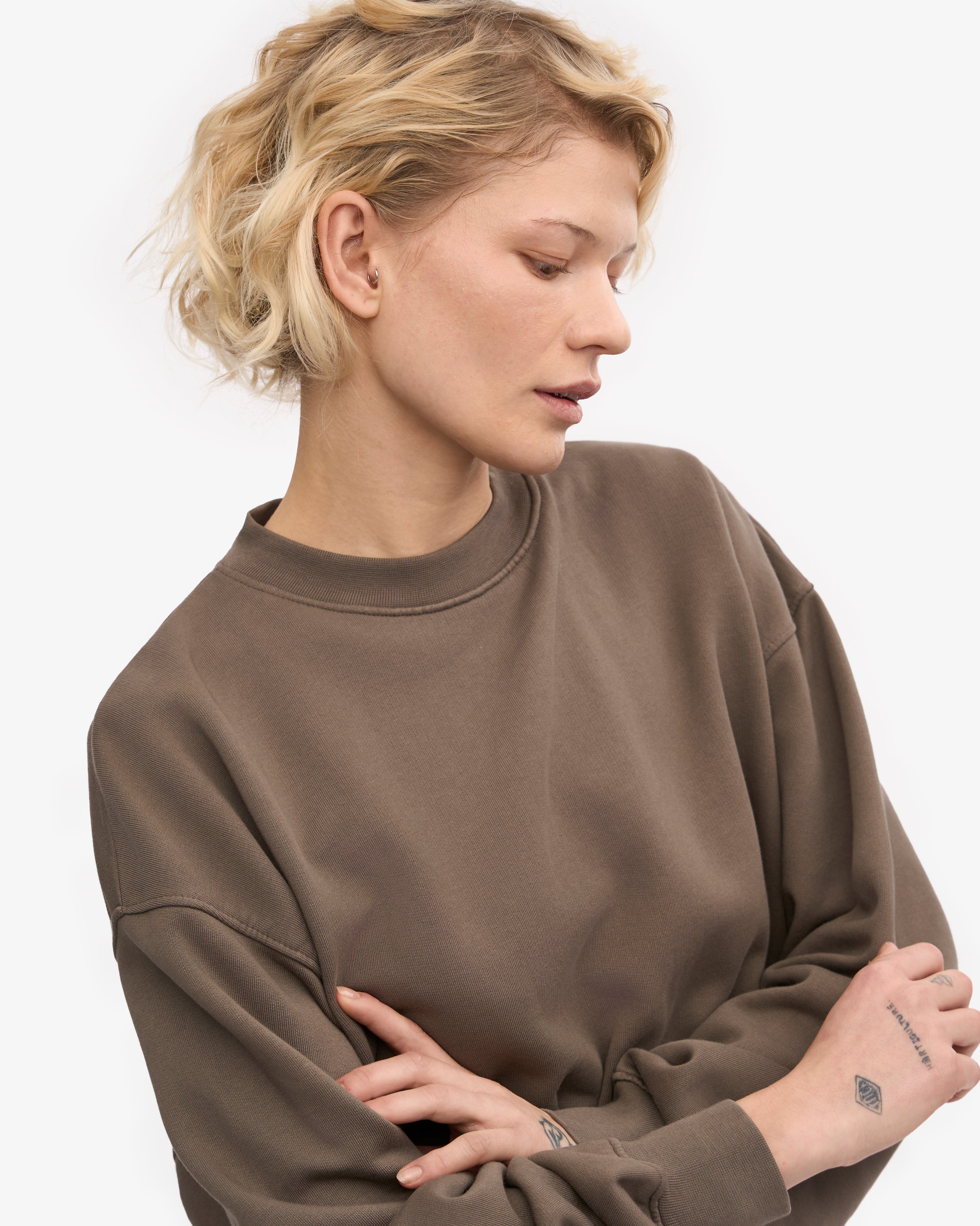 Organic Oversized Crew - Cedar Brown XS