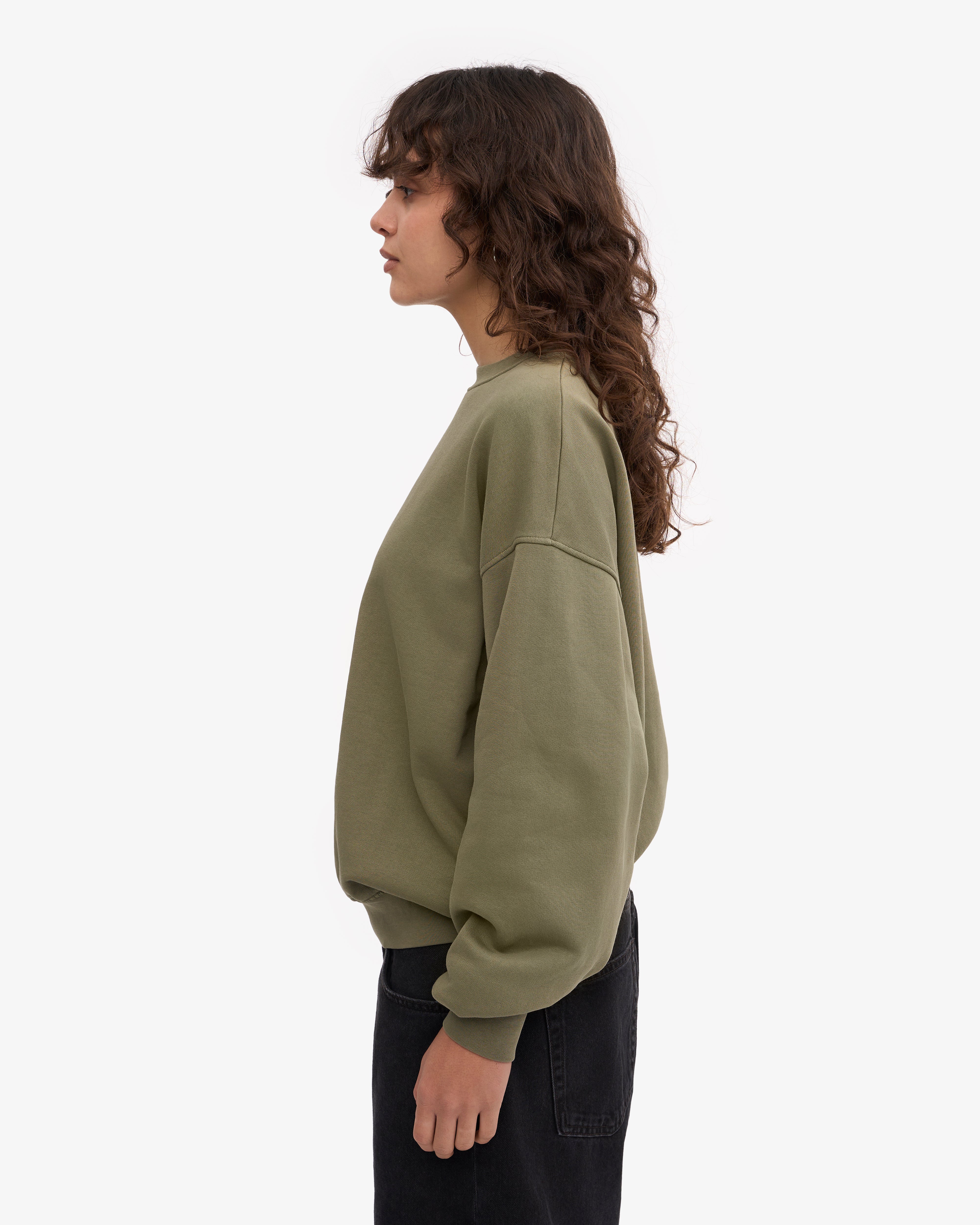 Organic Oversized Crew - Dusty Olive XS