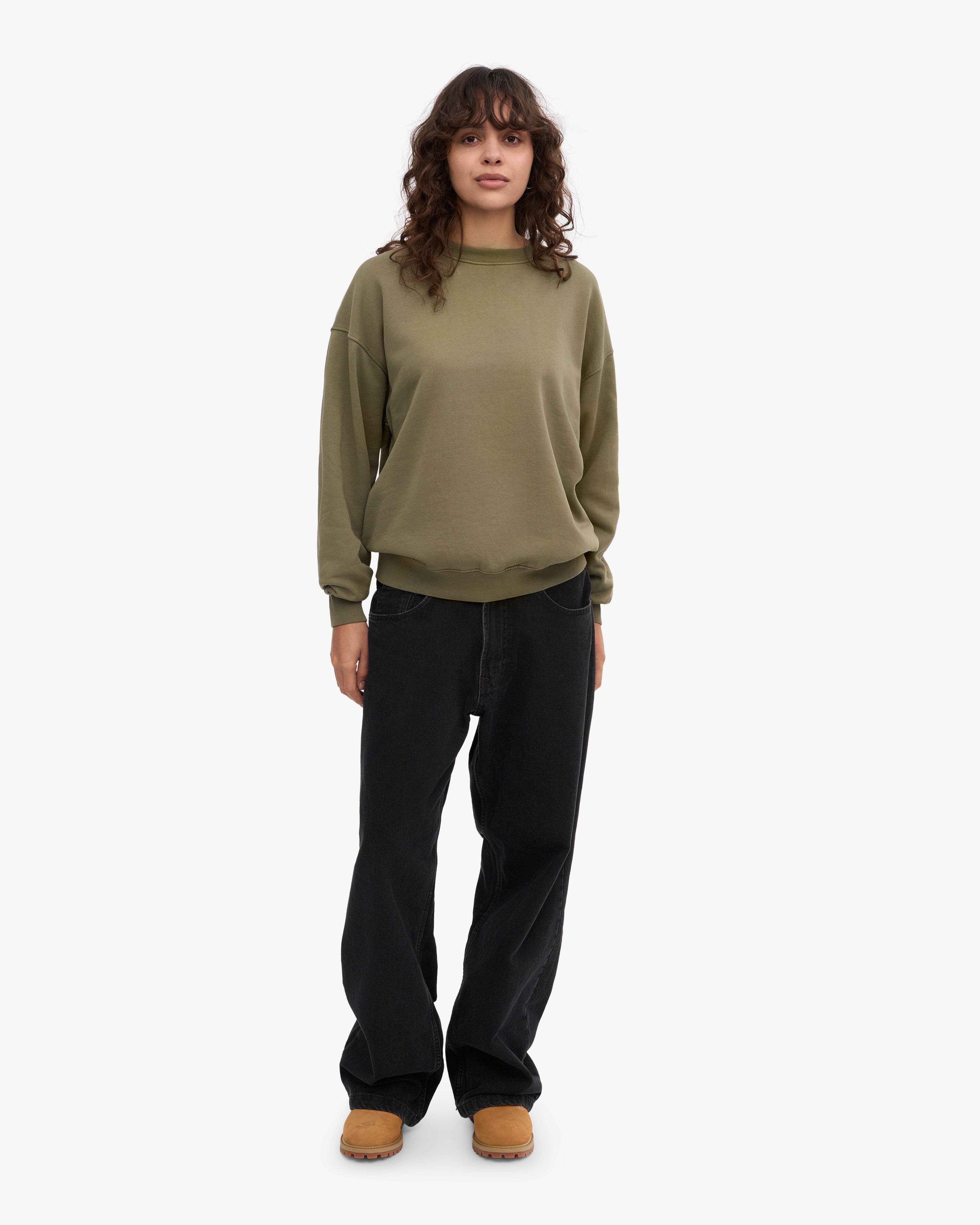 Organic Oversized Crew - Dusty Olive XS