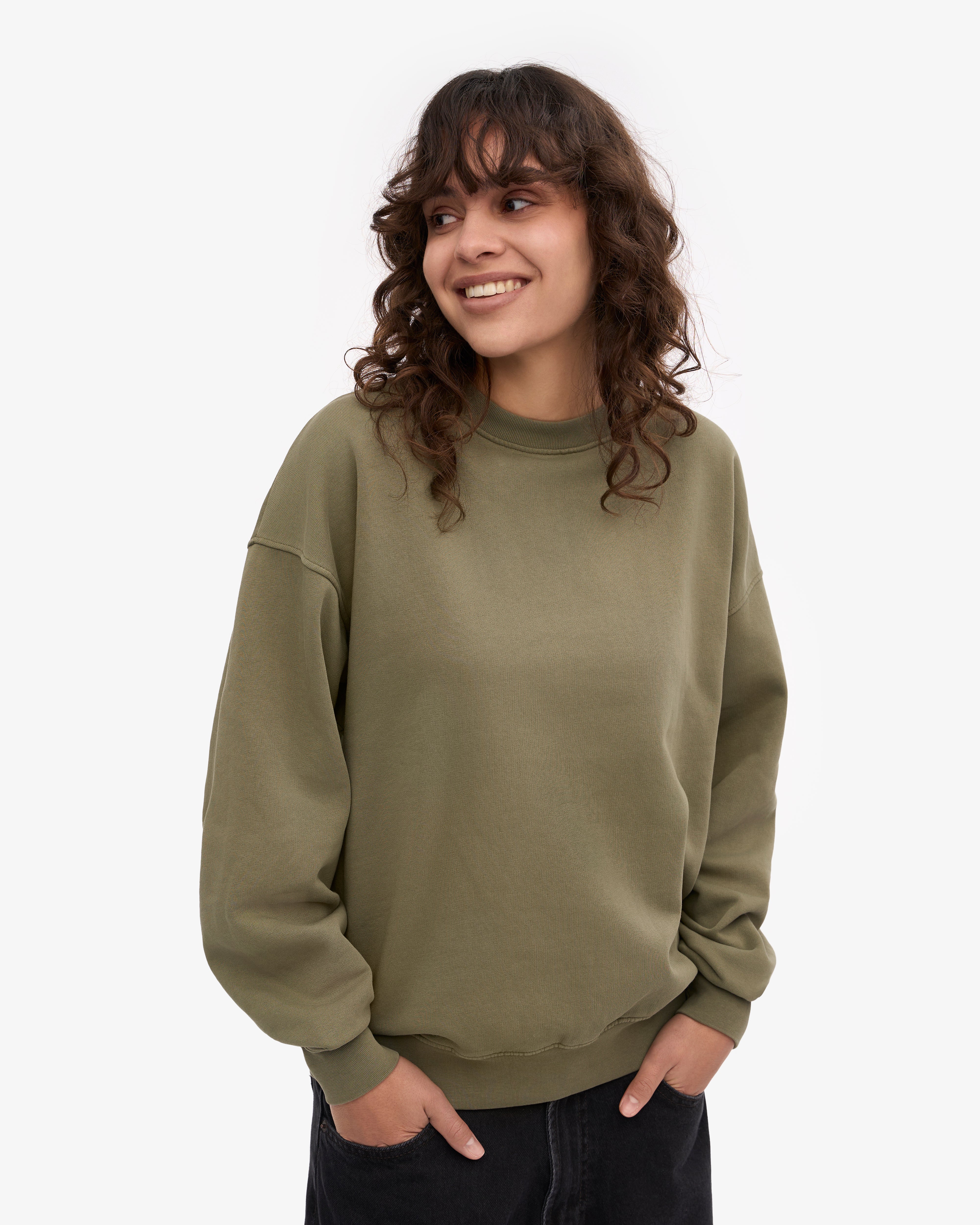 Organic Oversized Crew - Dusty Olive XS