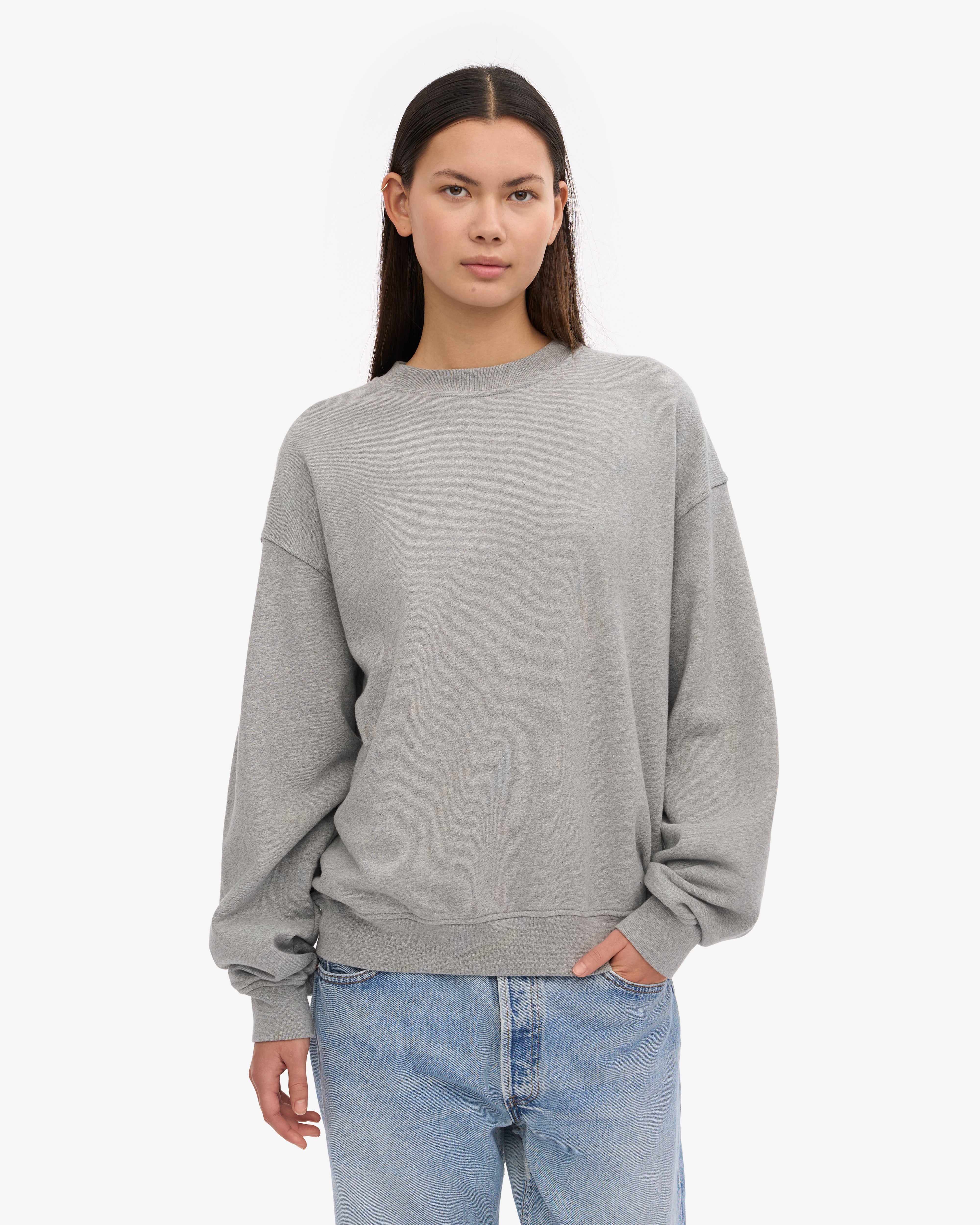 Organic Oversized Crew - Heather Grey XS