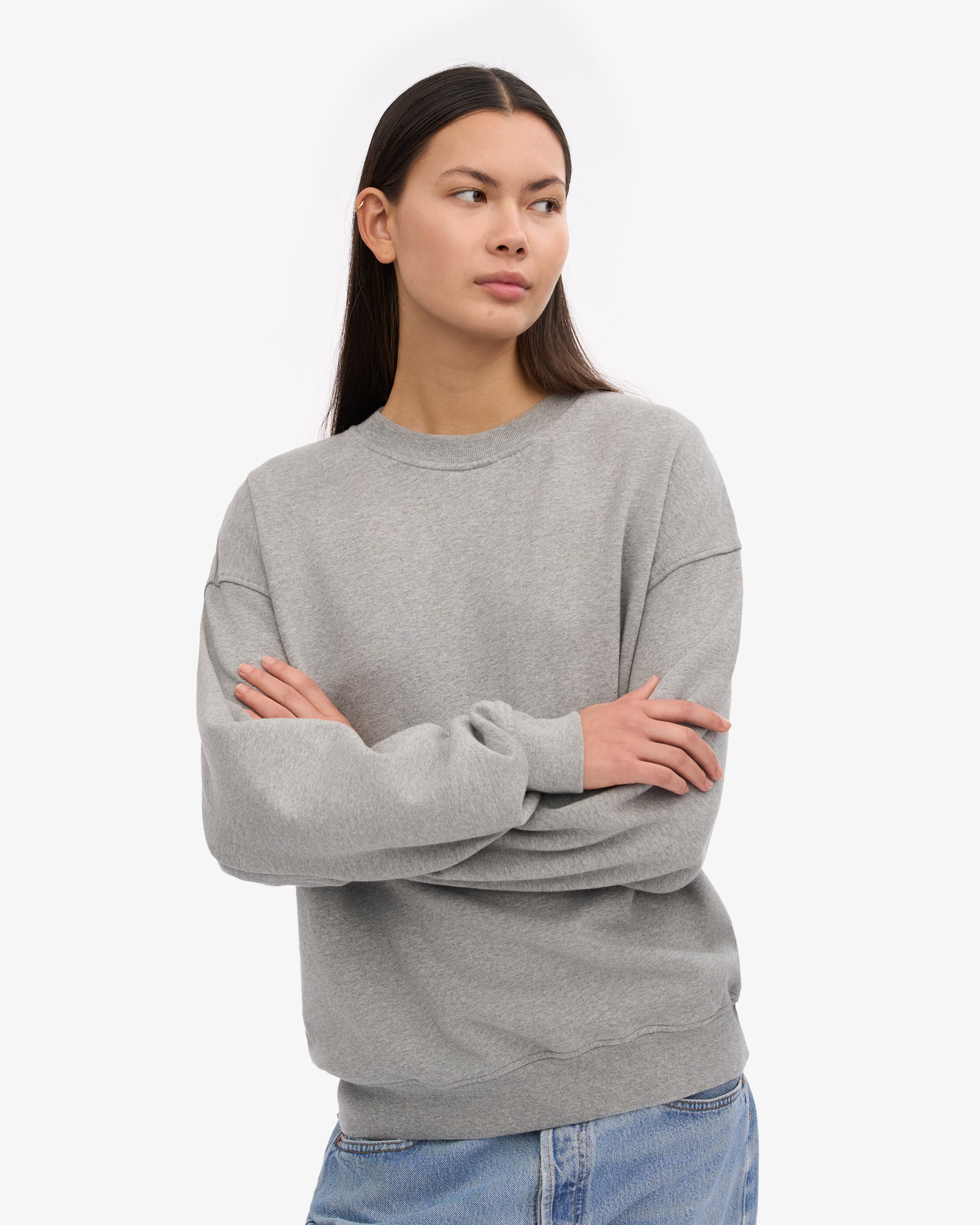 Organic Oversized Crew - Heather Grey XS