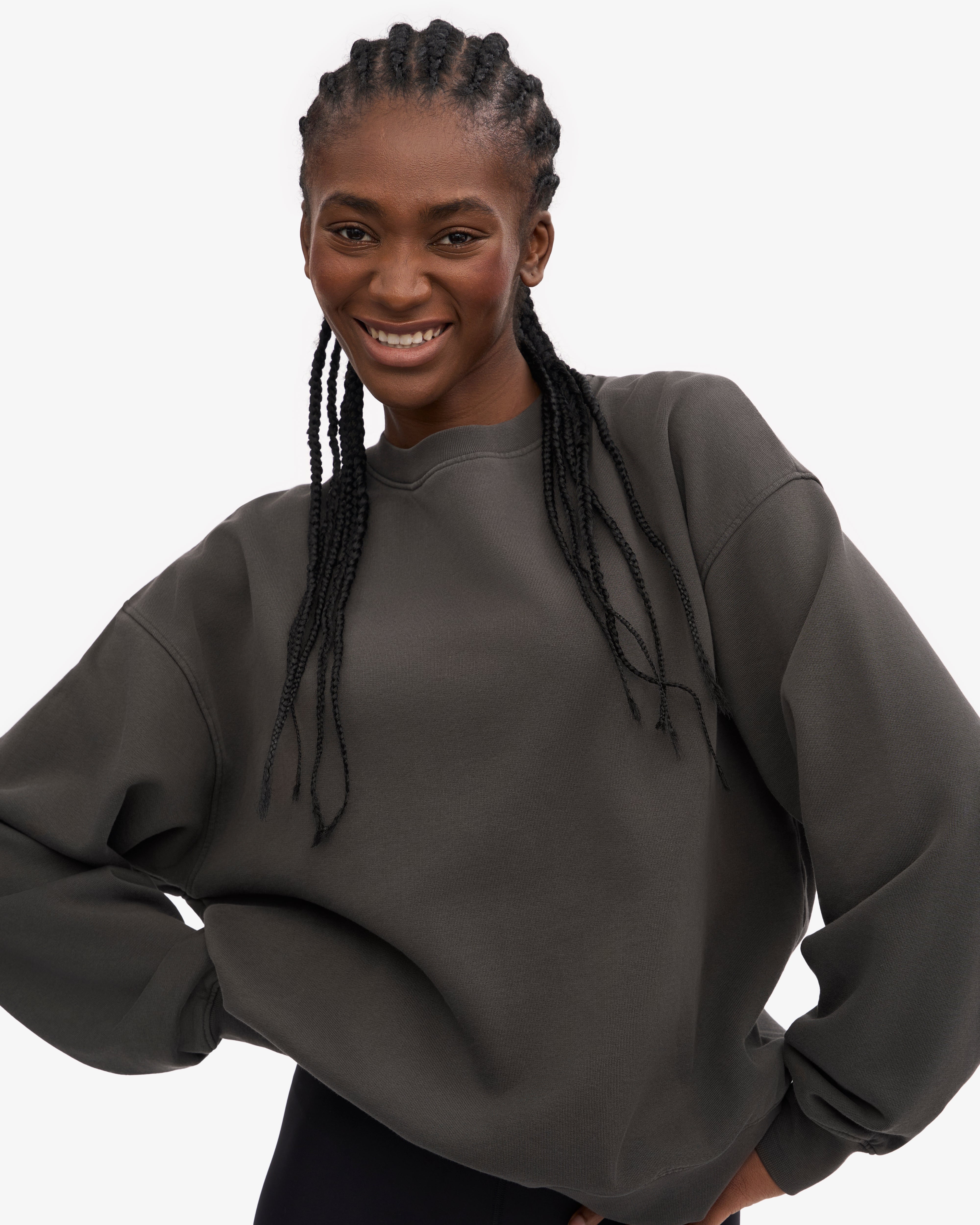 Organic Oversized Crew - Lava Grey XS