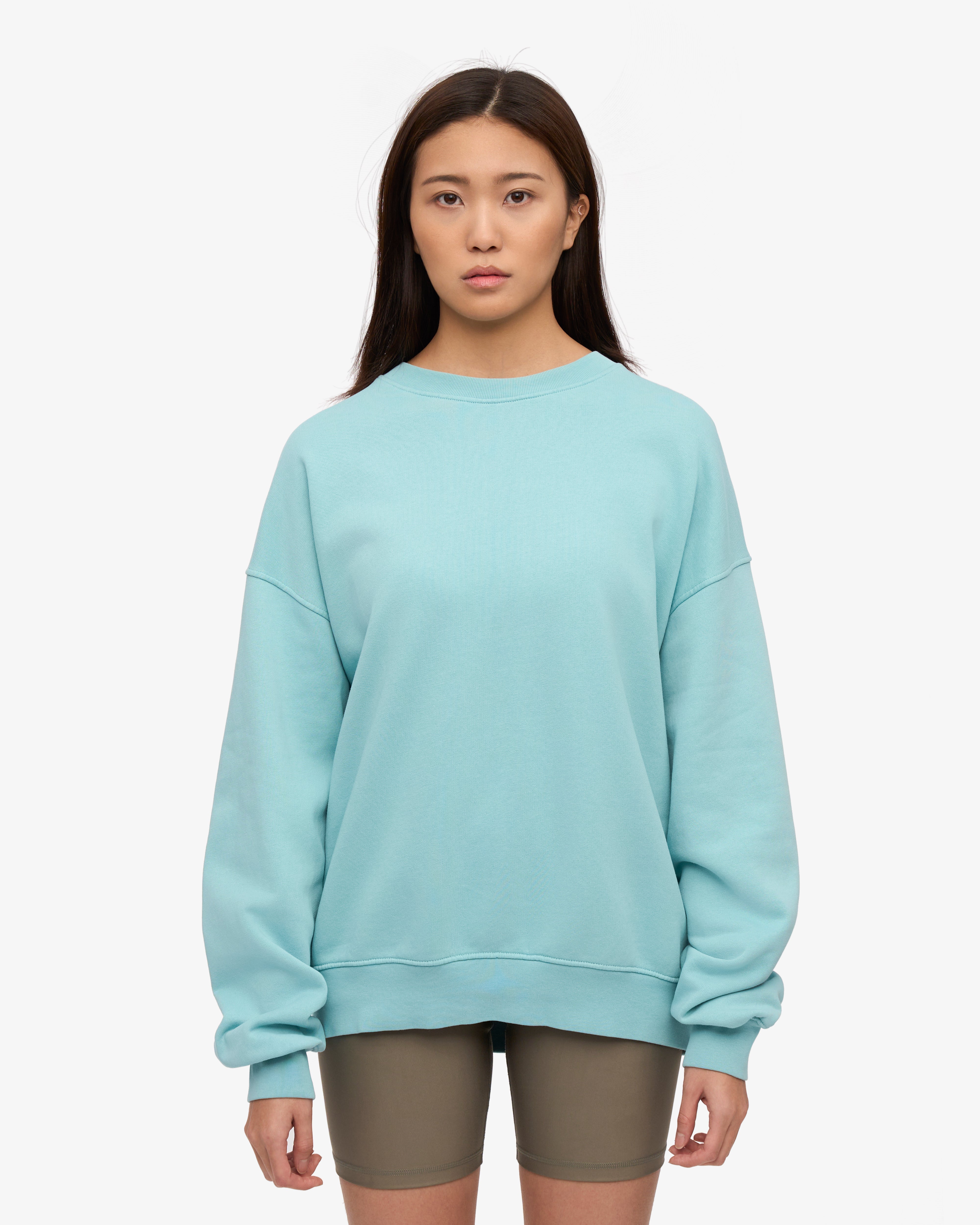Organic Oversized Crew - Teal Blue XS