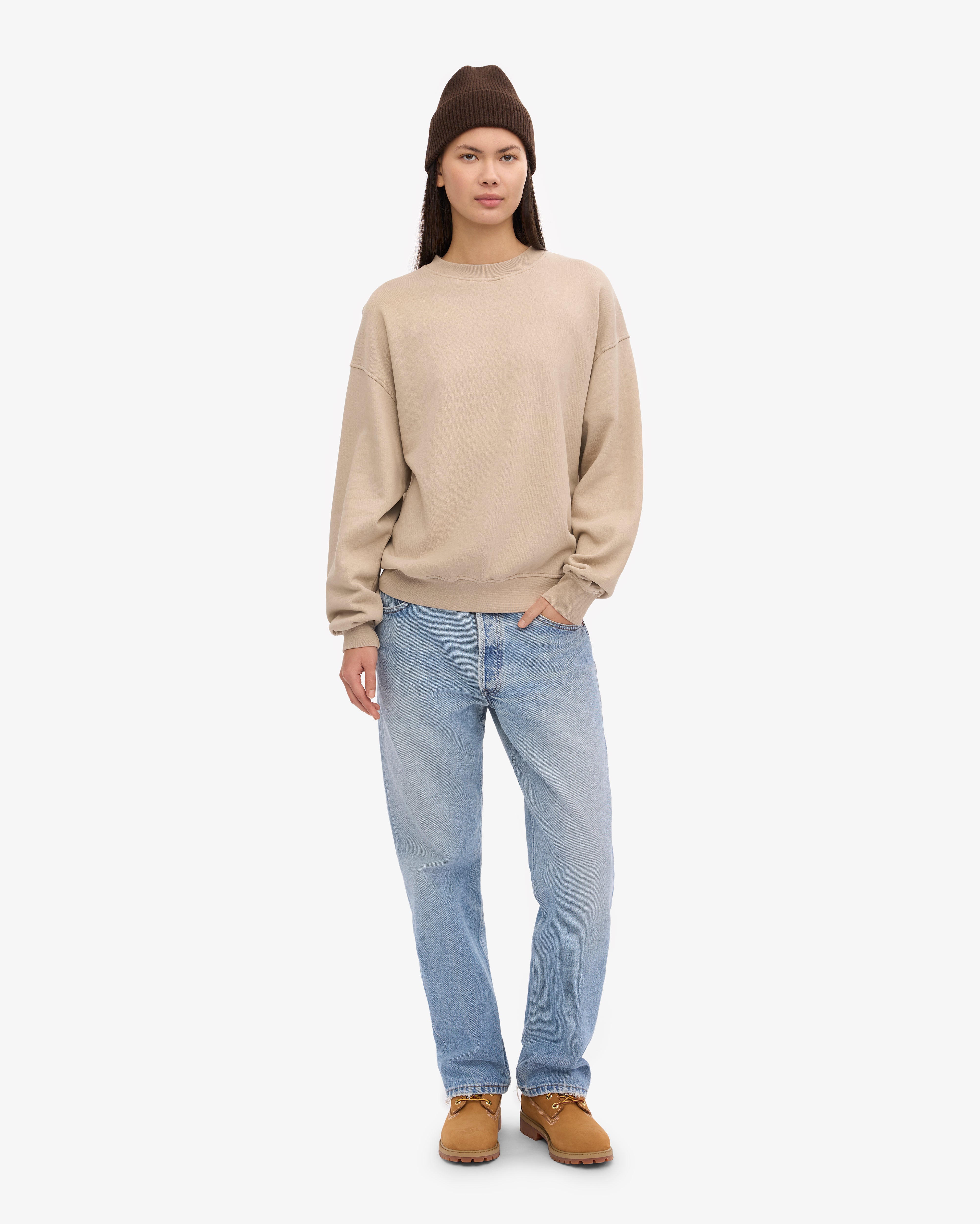 Organic Oversized Crew - Oyster Grey XS