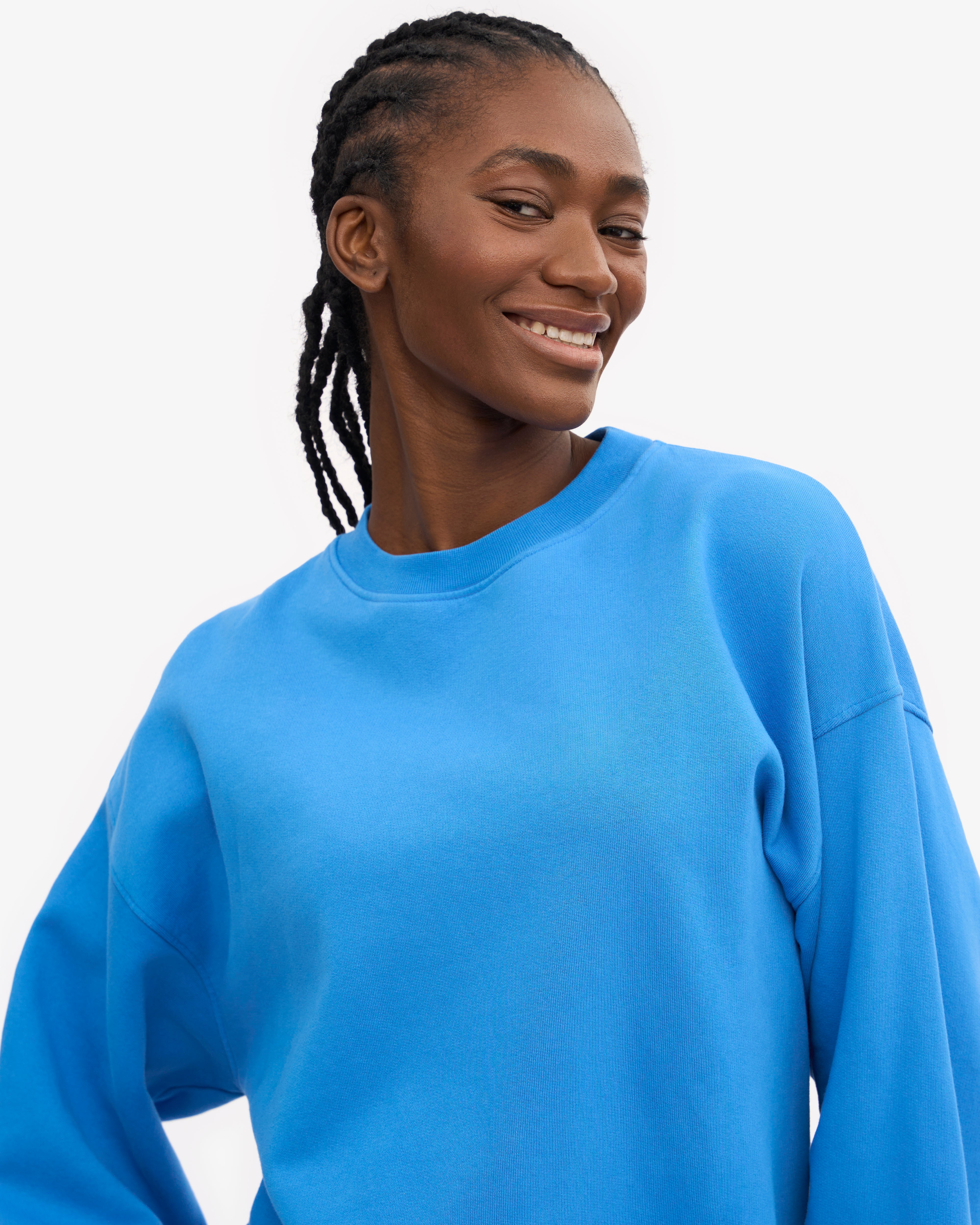 Organic Oversized Crew - Pacific Blue XS