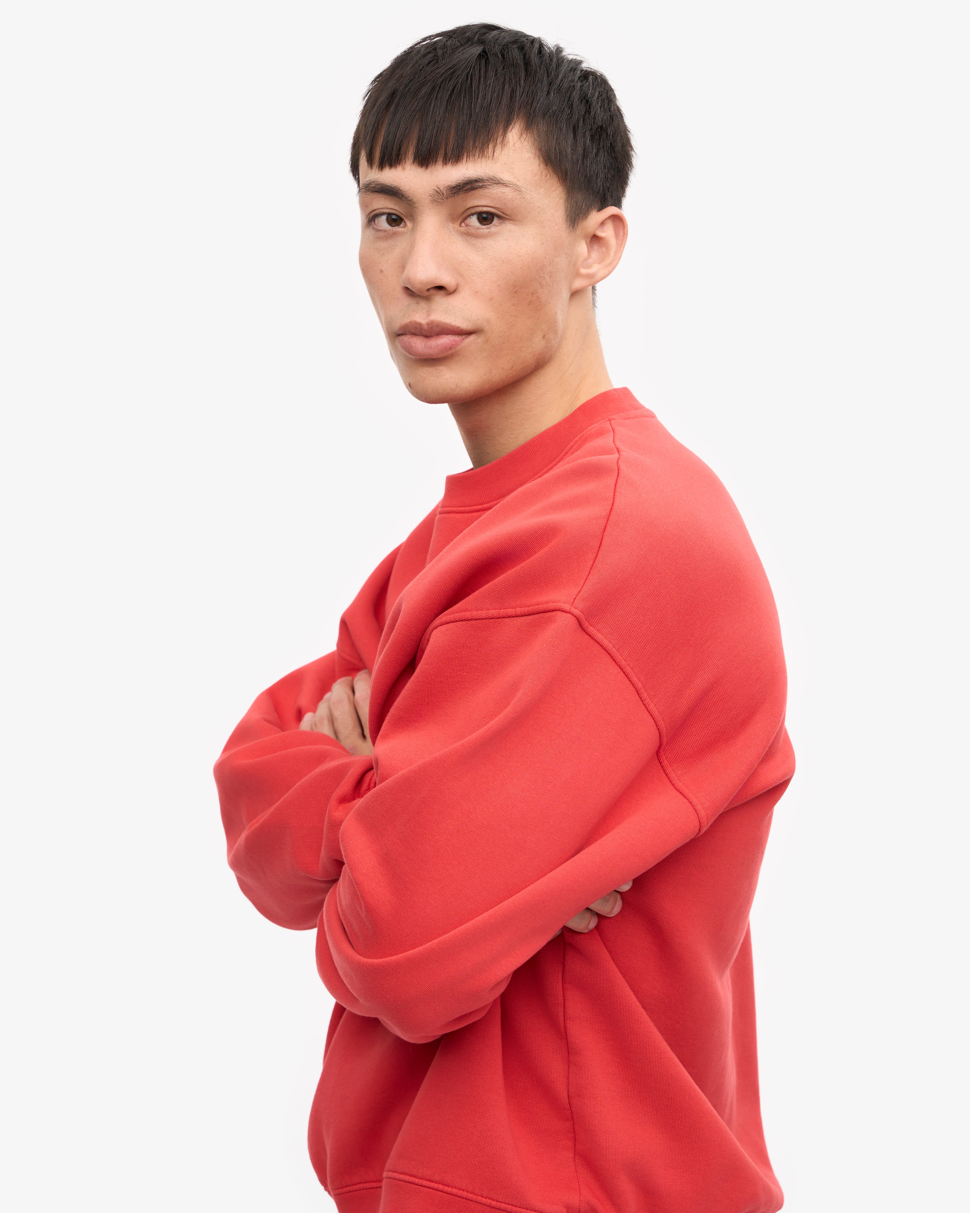 Organic Oversized Crew - Red Tangerine