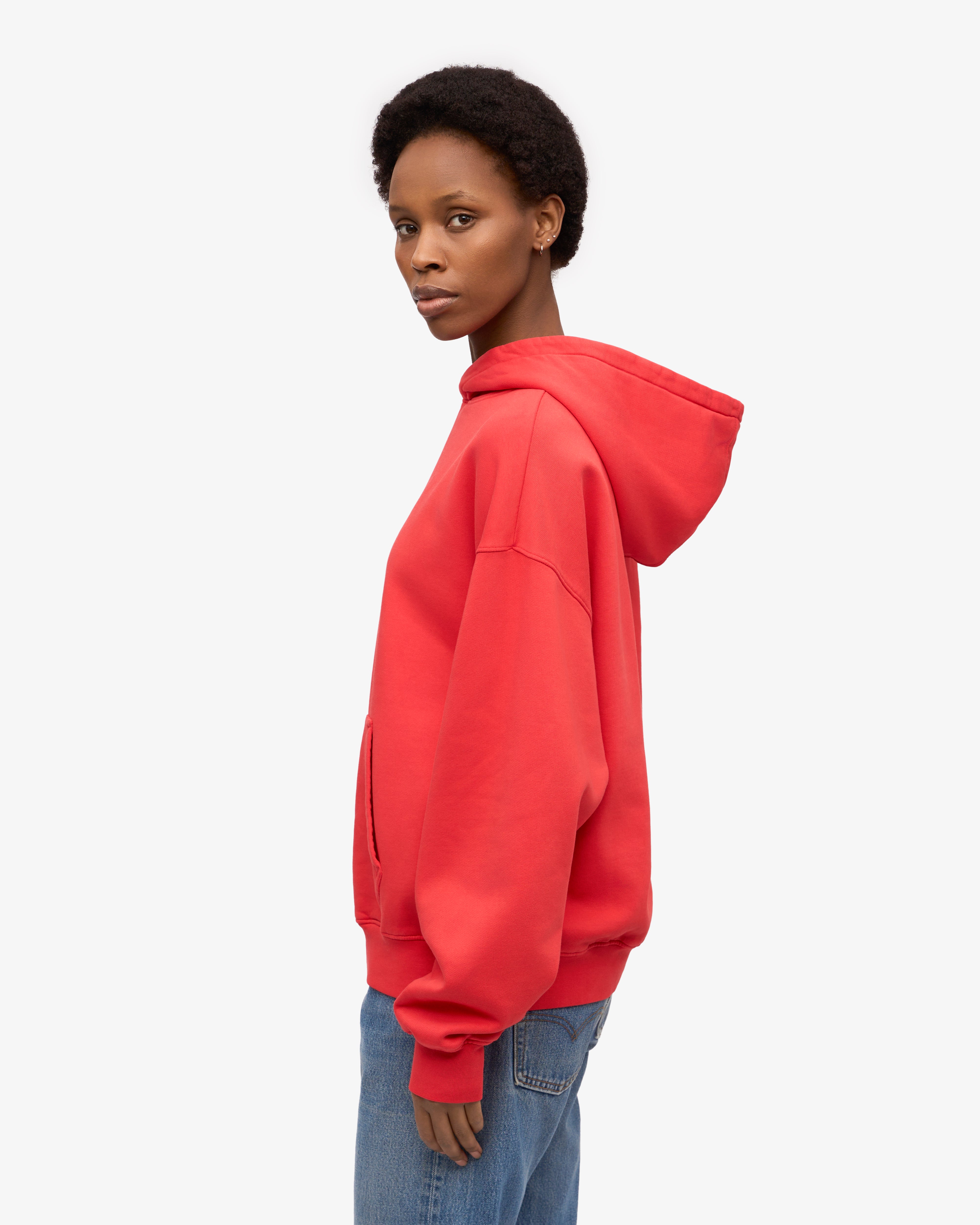 Organic Oversized Hood - Red Tangerine