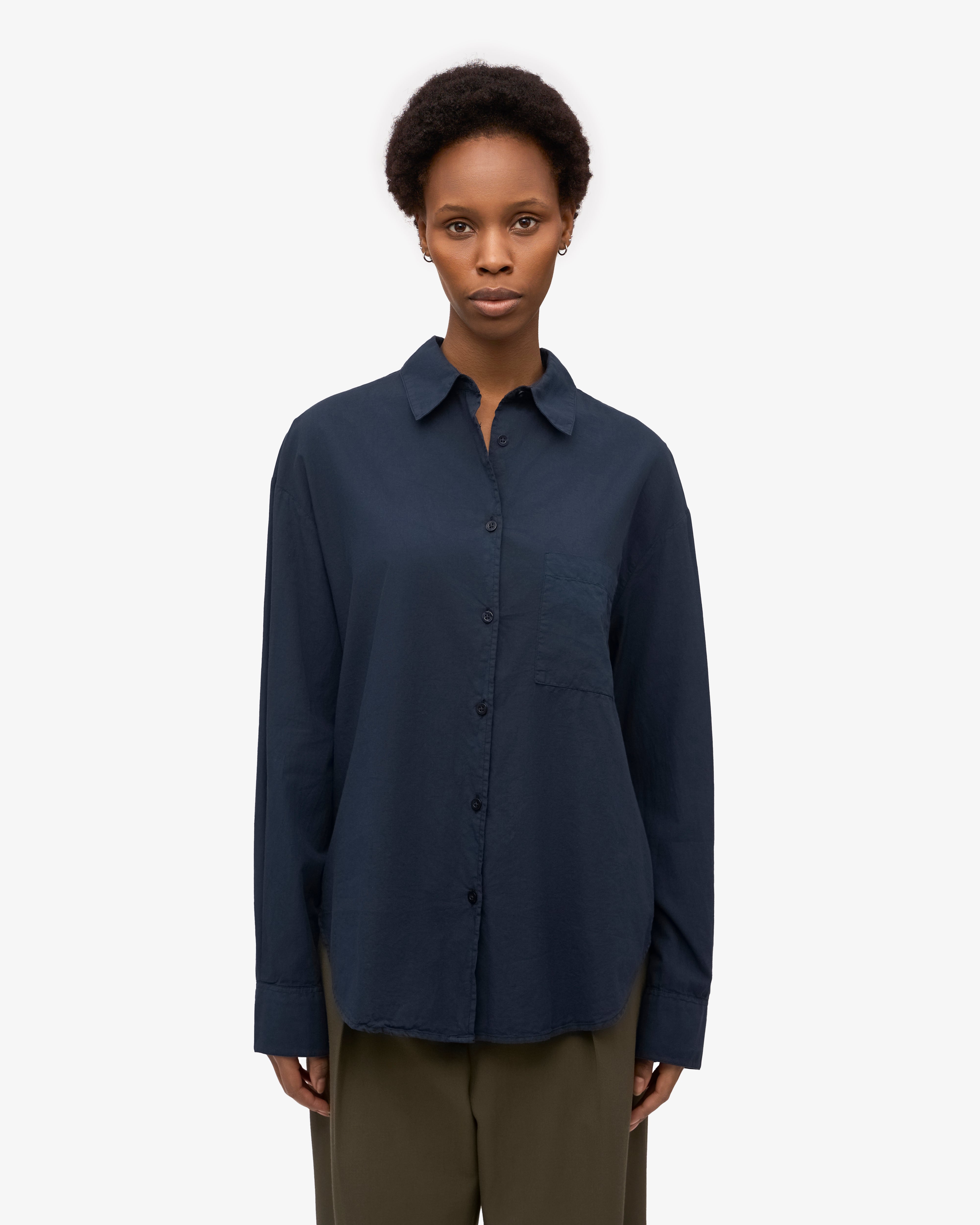 Organic Oversized Shirt - Navy Blue
