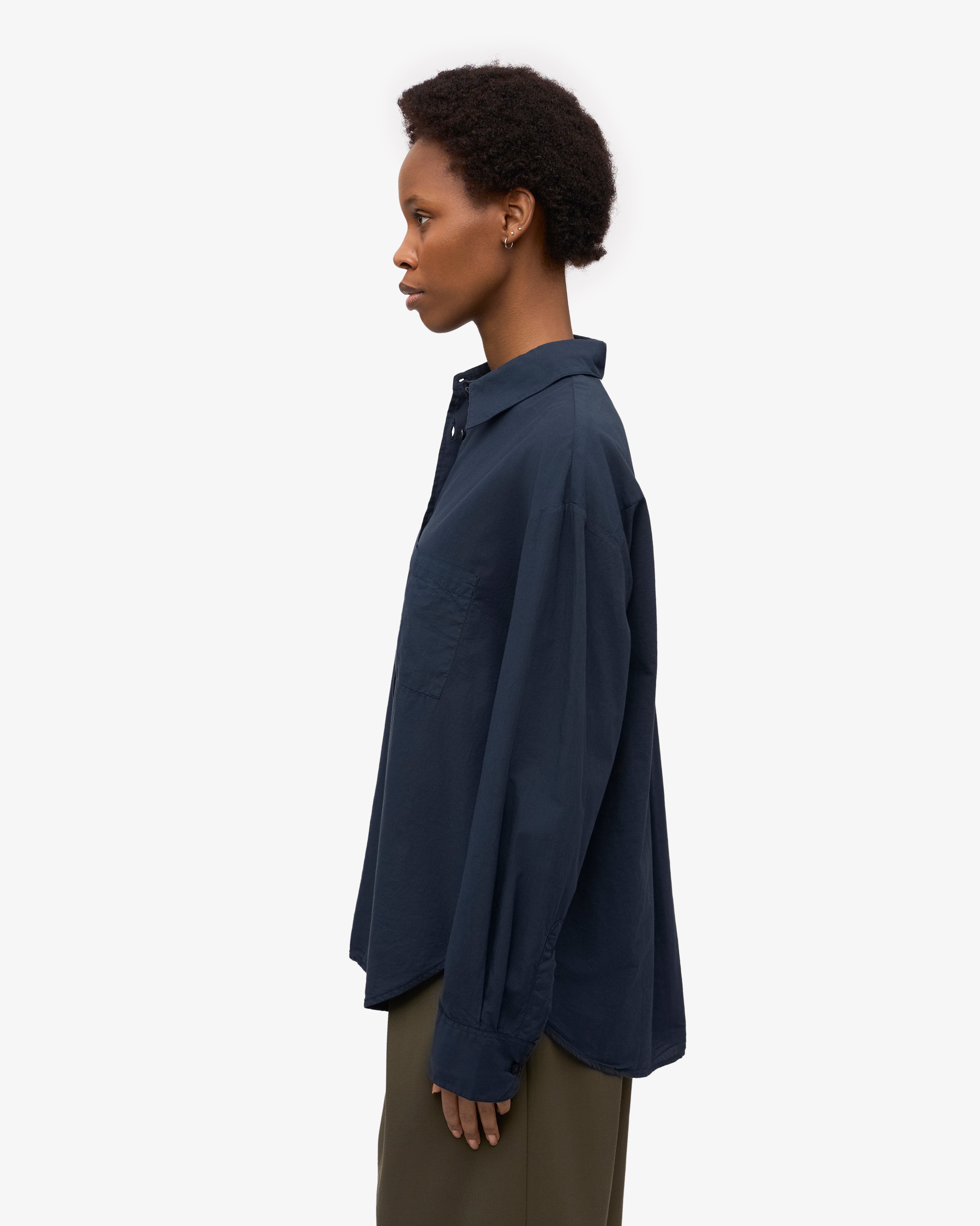 Organic Oversized Shirt - Navy Blue