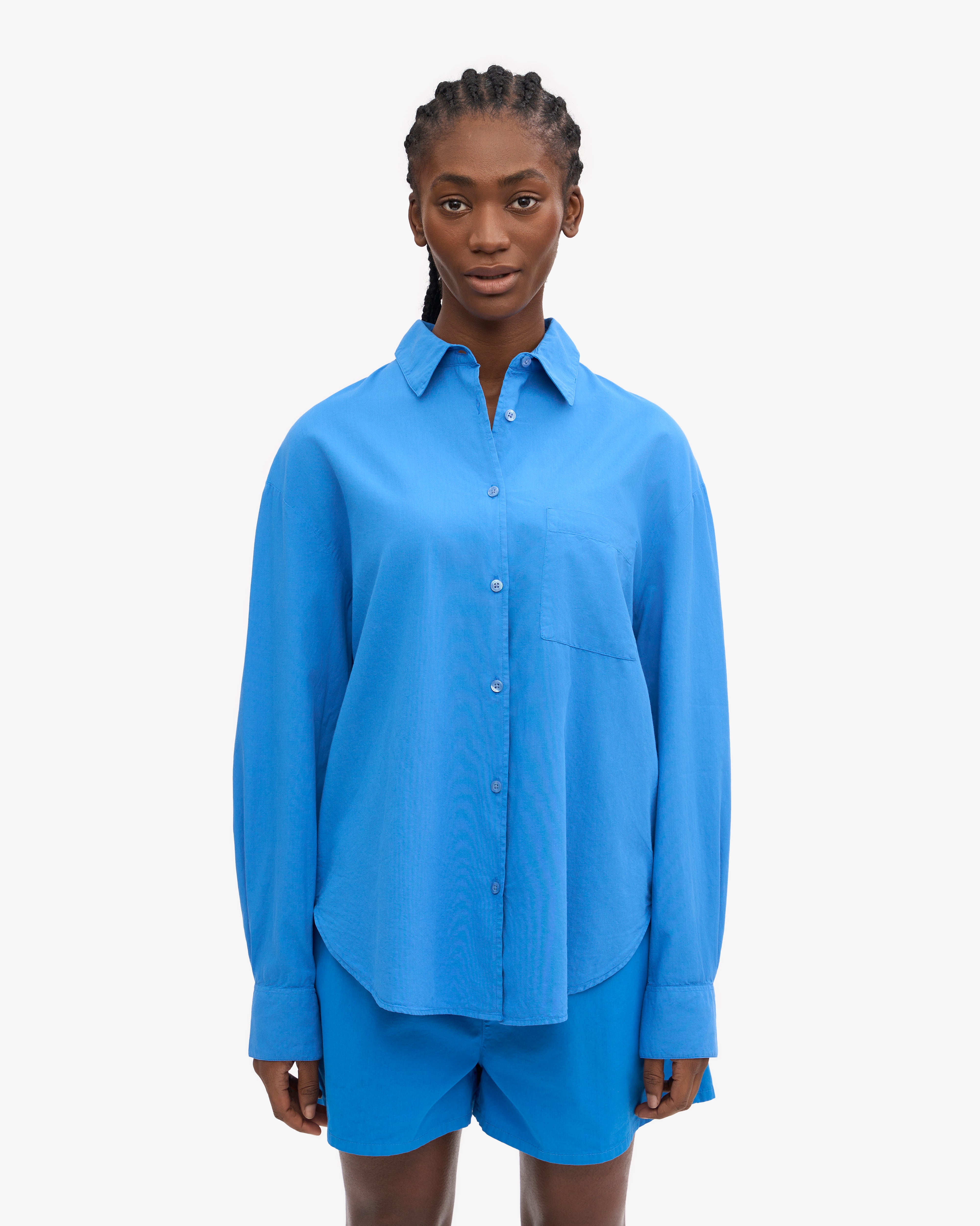Organic Oversized Shirt - Pacific Blue