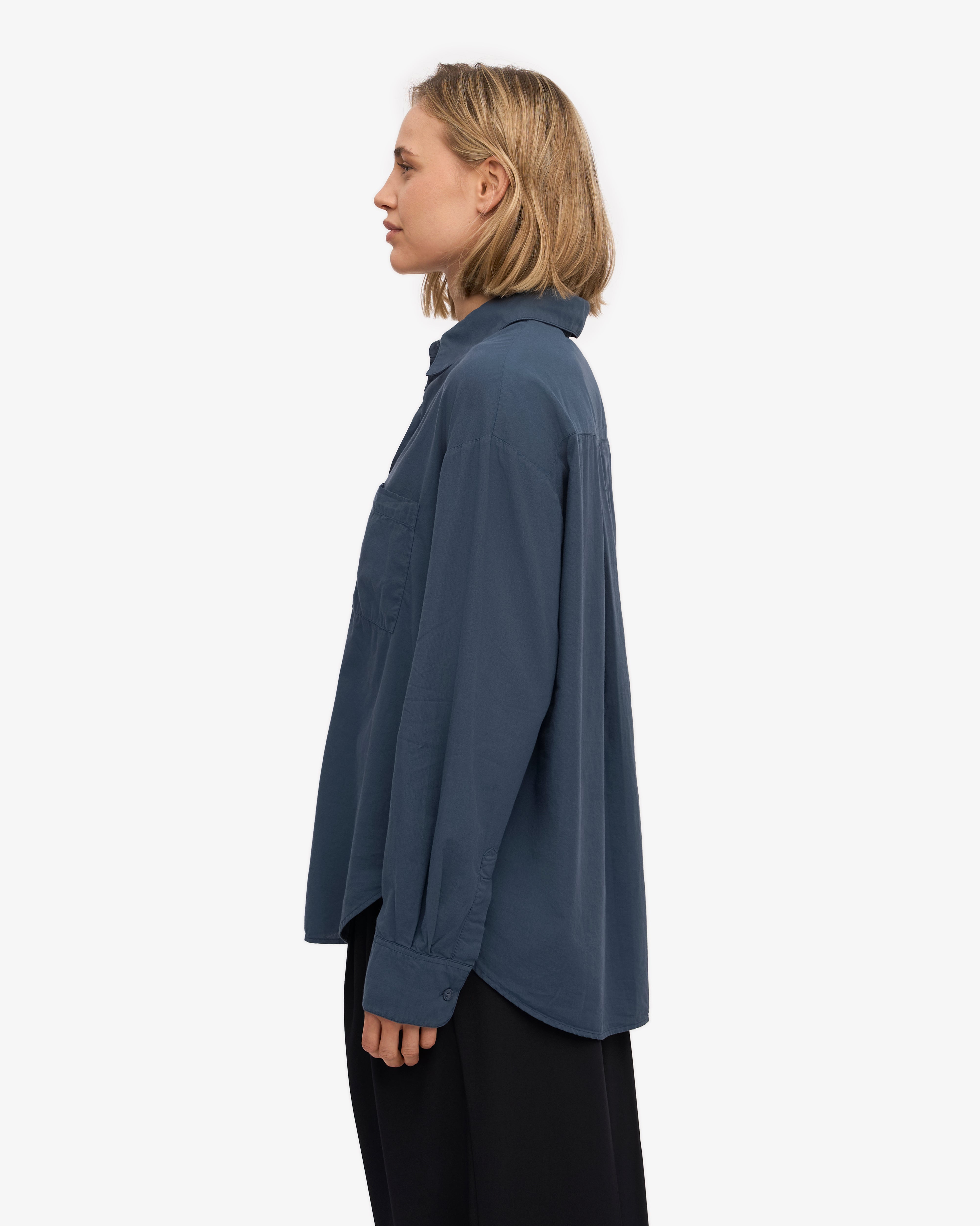 Organic Oversized Shirt - Petrol Blue