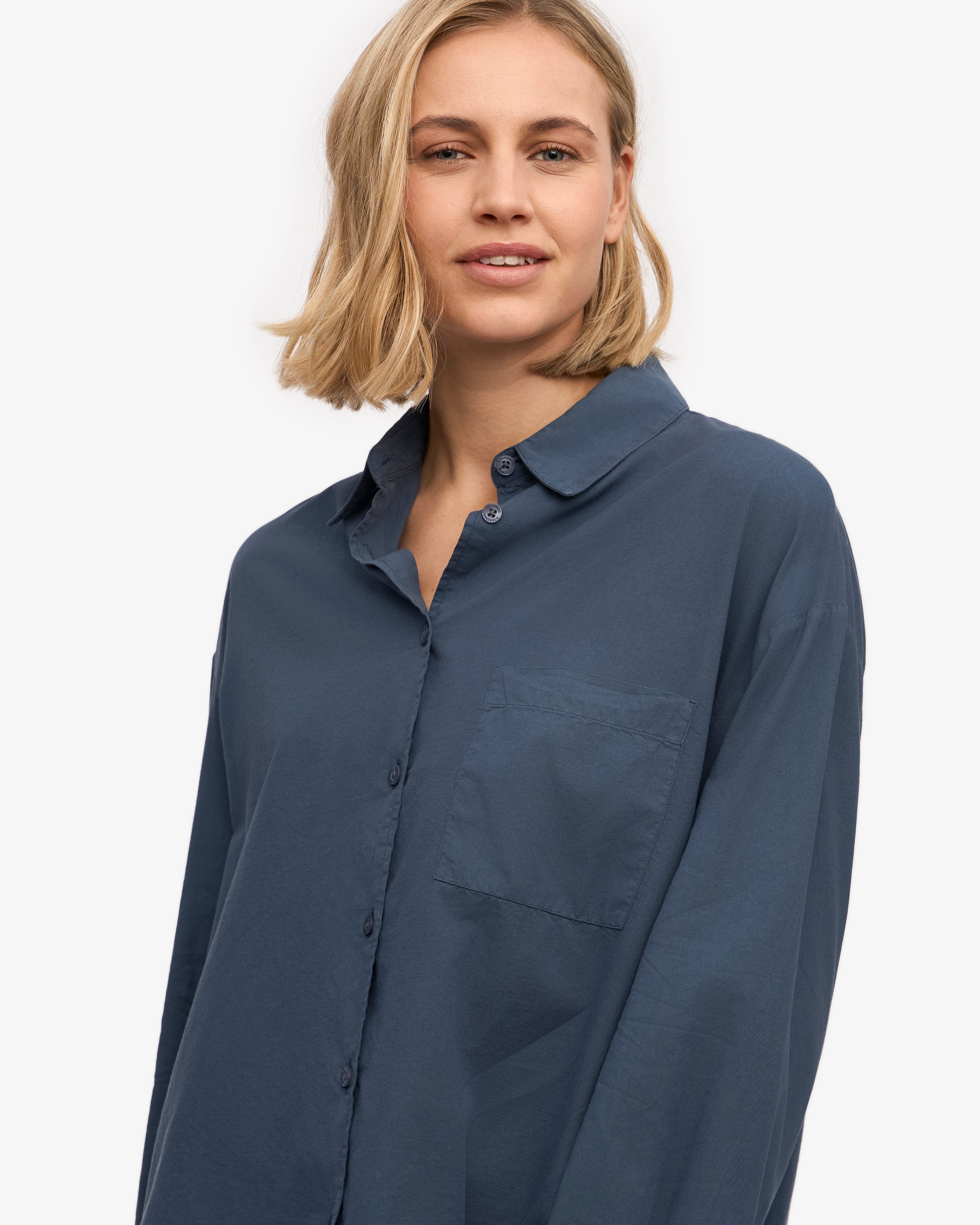 Organic Oversized Shirt - Petrol Blue