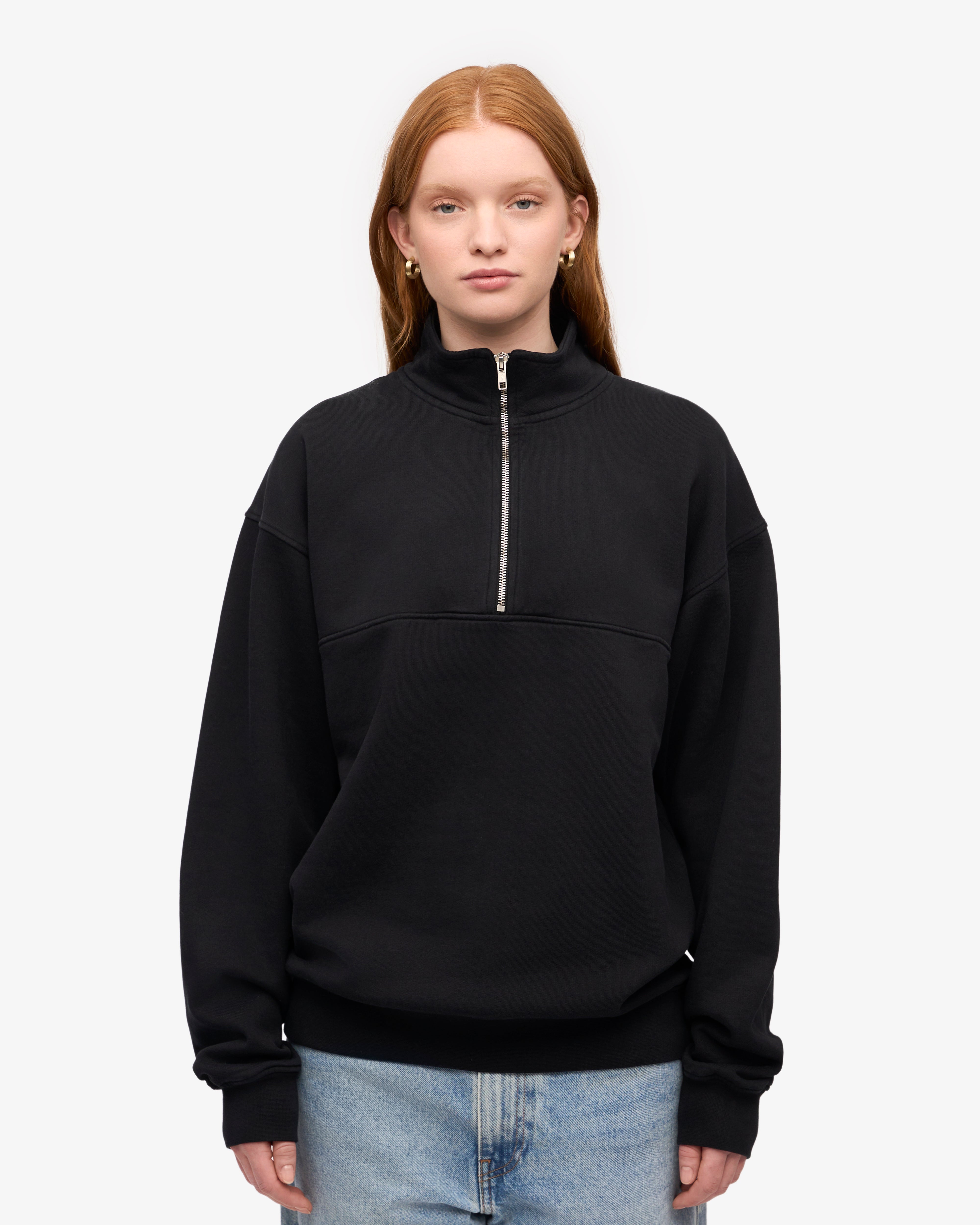 Organic Quarter Zip - Deep Black