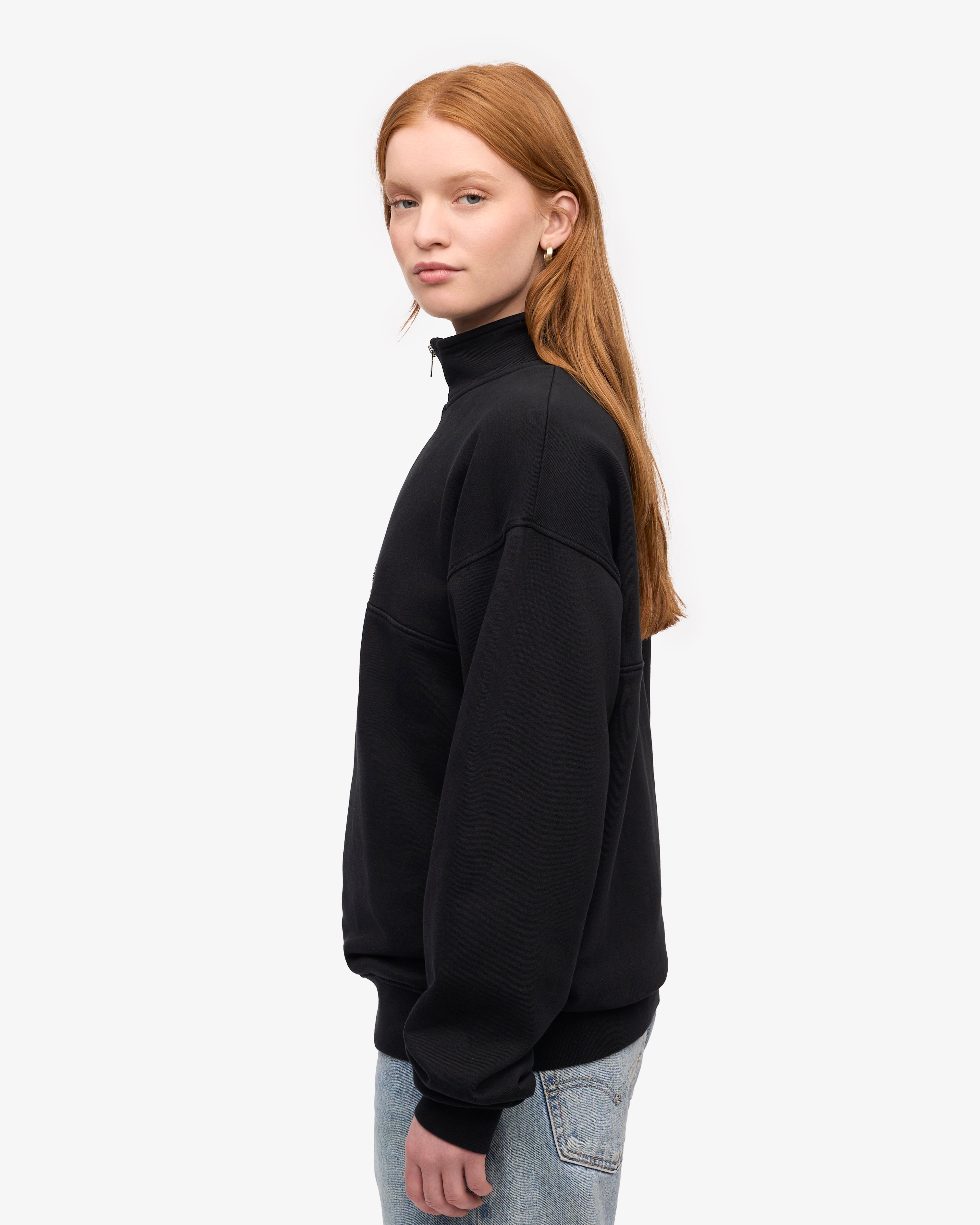 Organic Quarter Zip - Deep Black