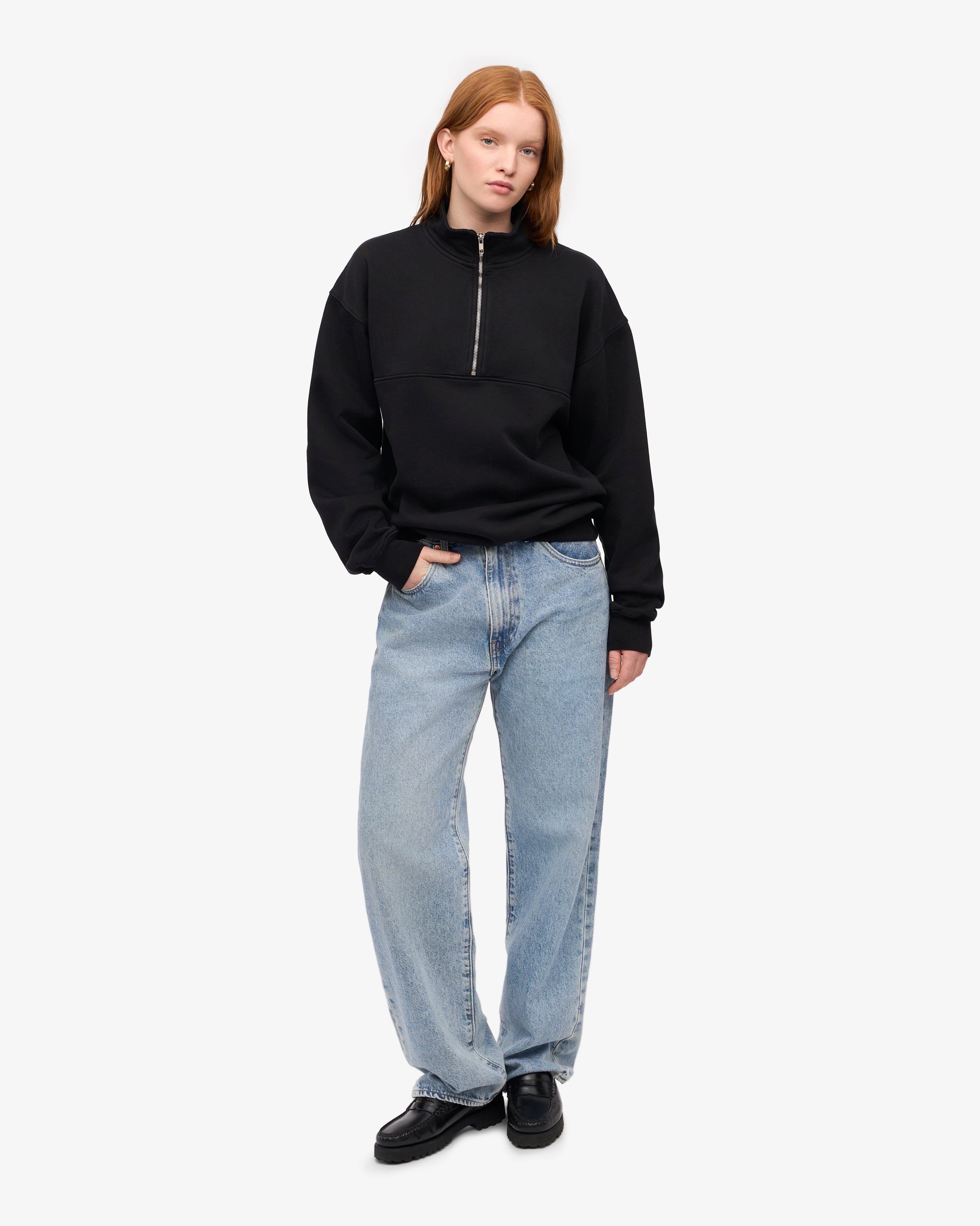 Organic Quarter Zip - Deep Black