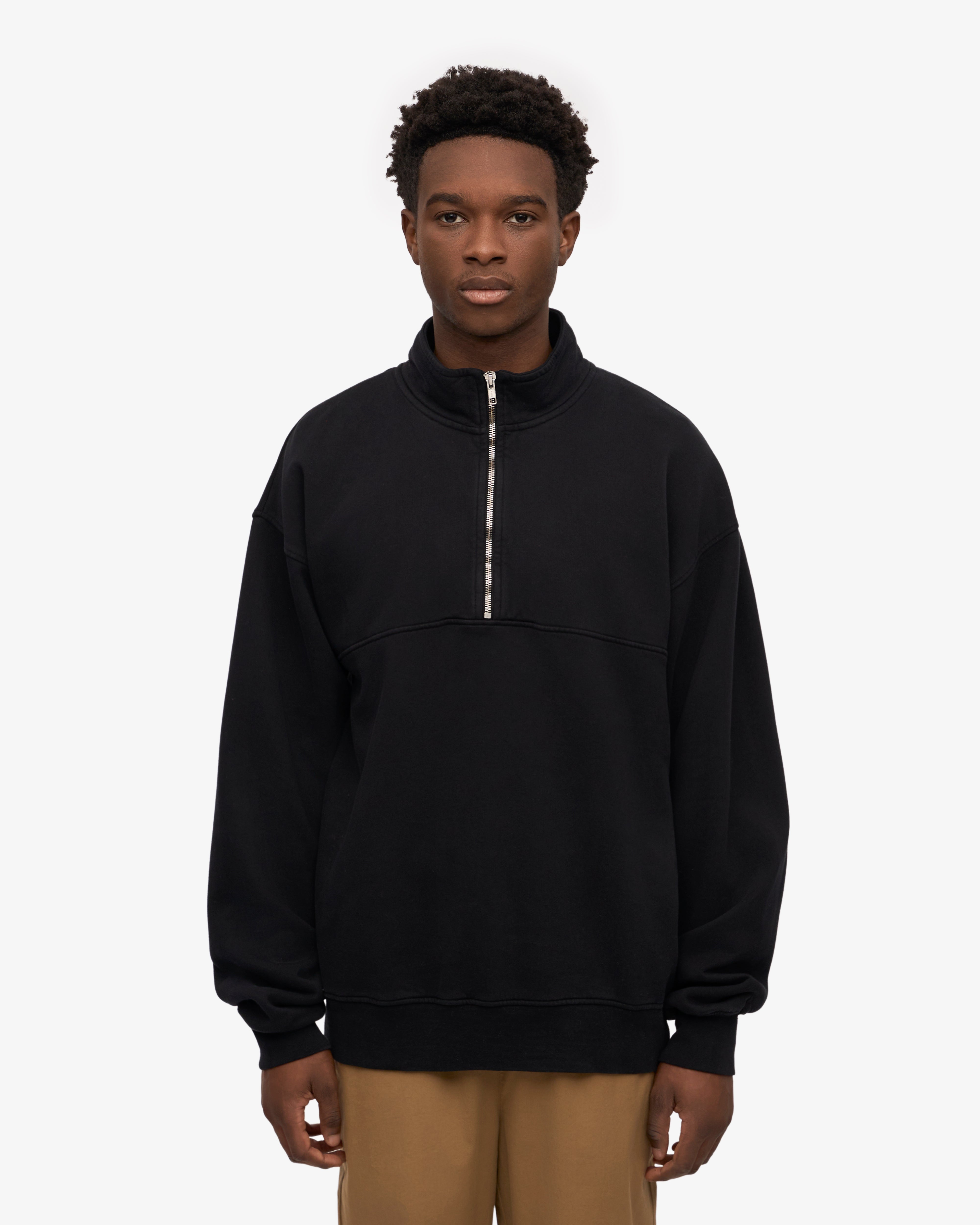 Organic Quarter Zip - Deep Black