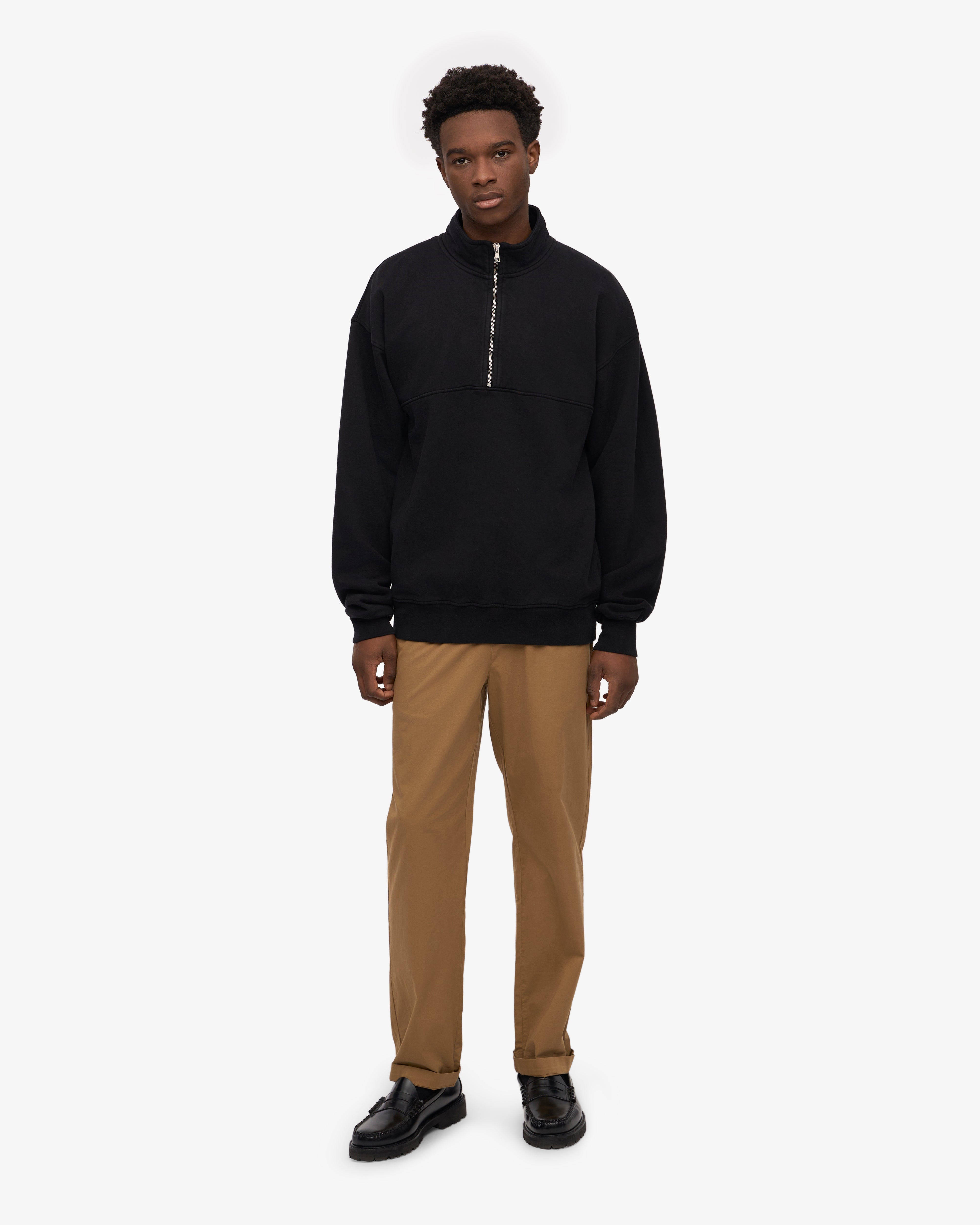 Organic Quarter Zip - Deep Black
