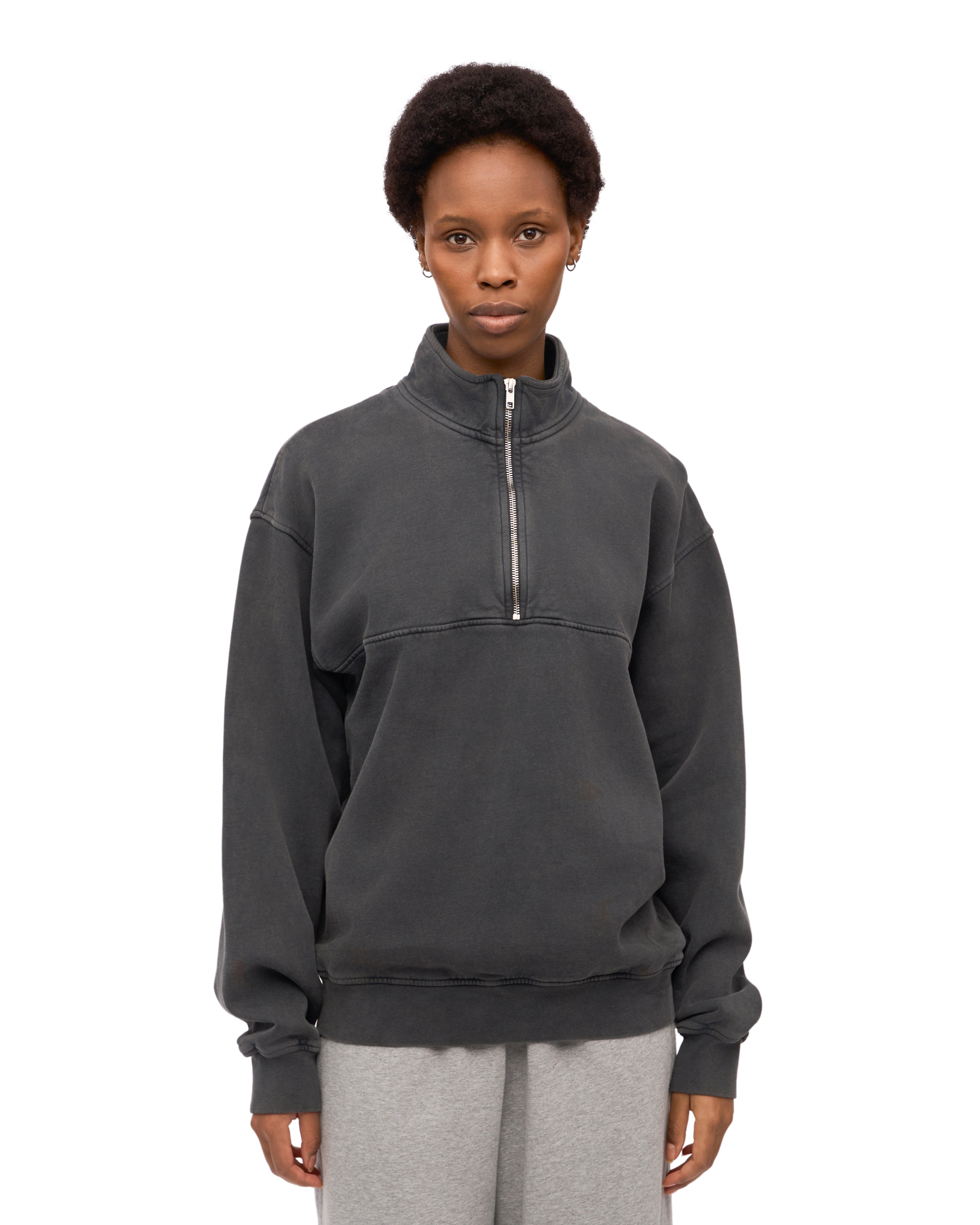 Organic Quarter Zip - Faded Black