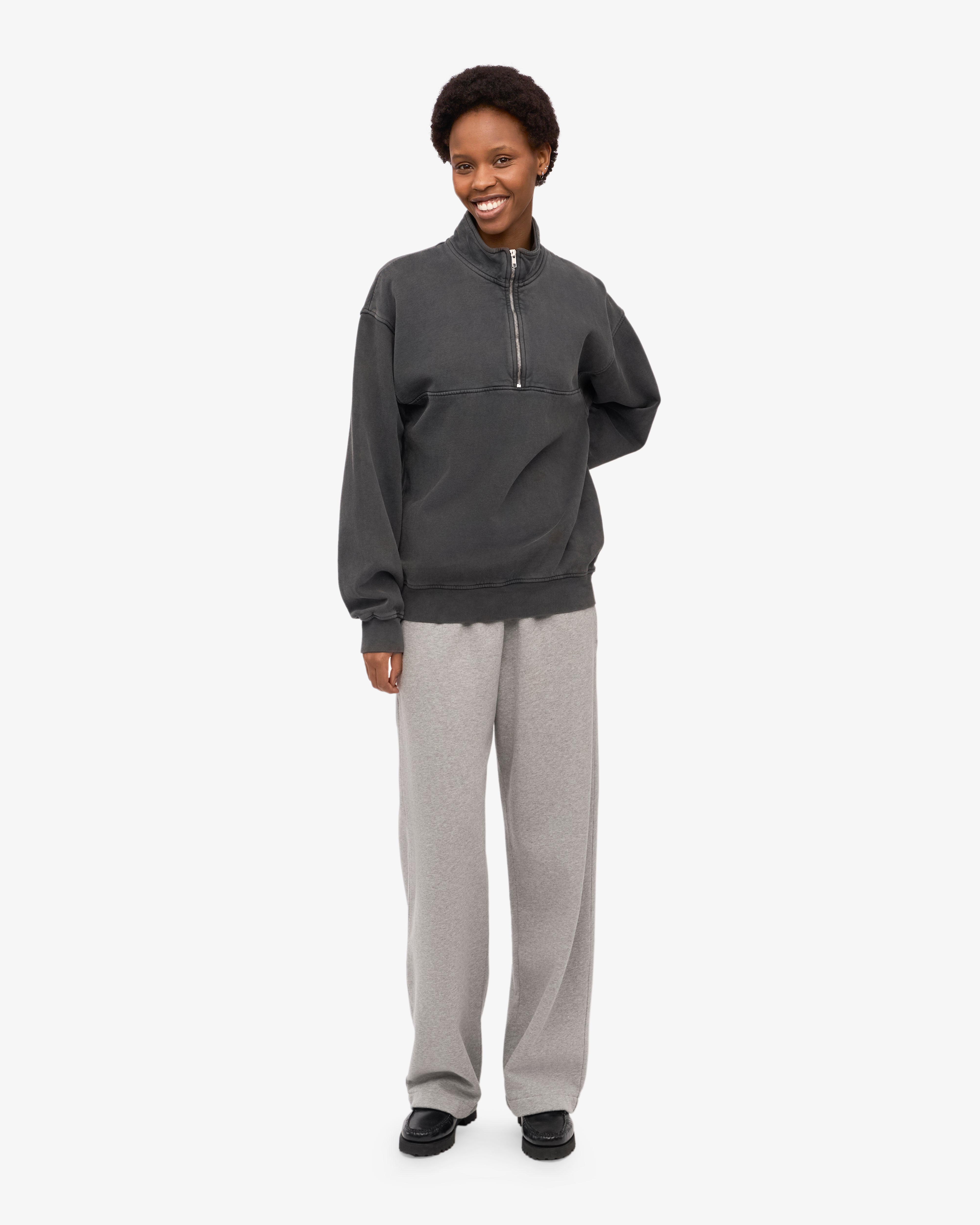 Organic Quarter Zip - Faded Black