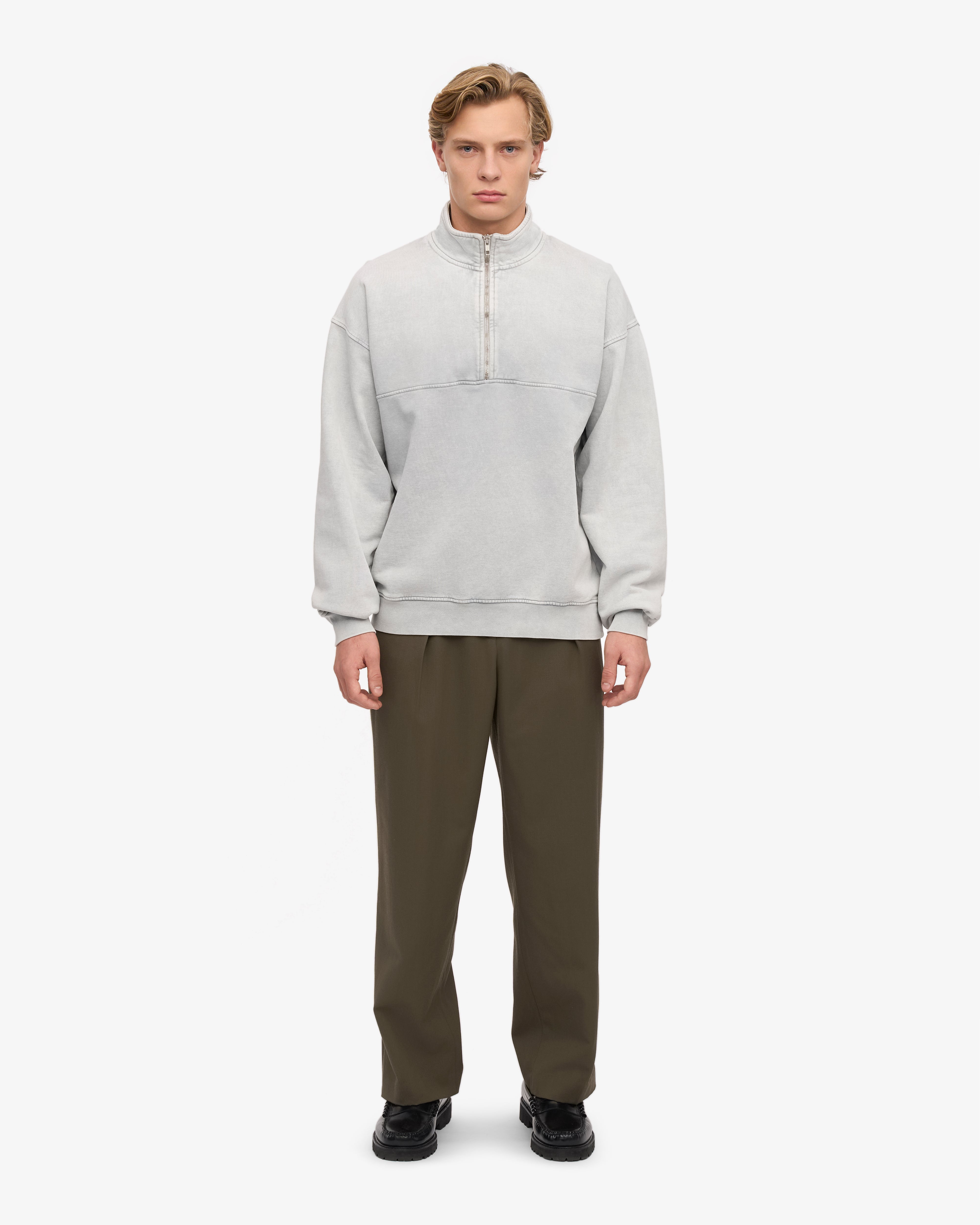 Organic Quarter Zip - Faded Grey