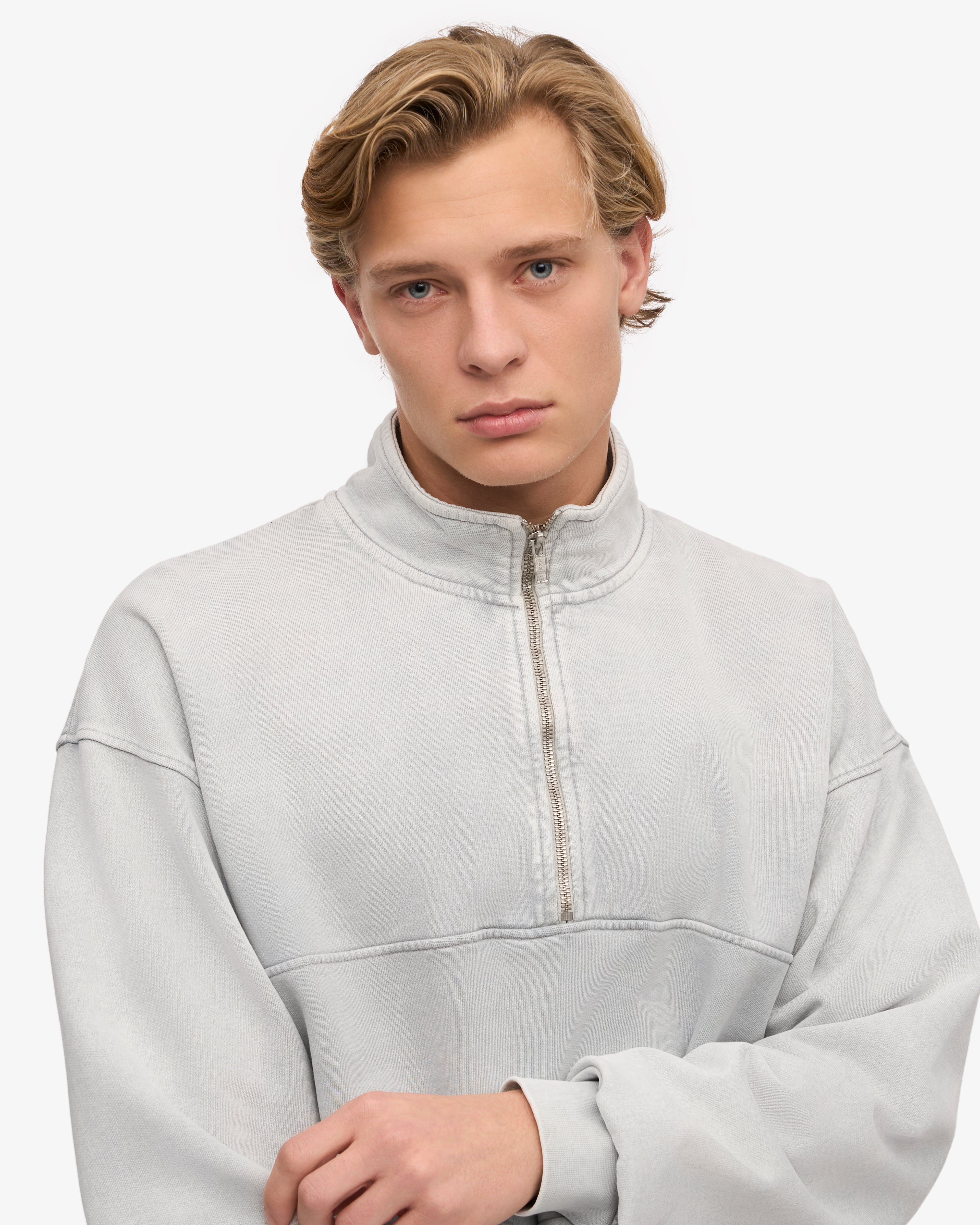 Organic Quarter Zip - Faded Grey