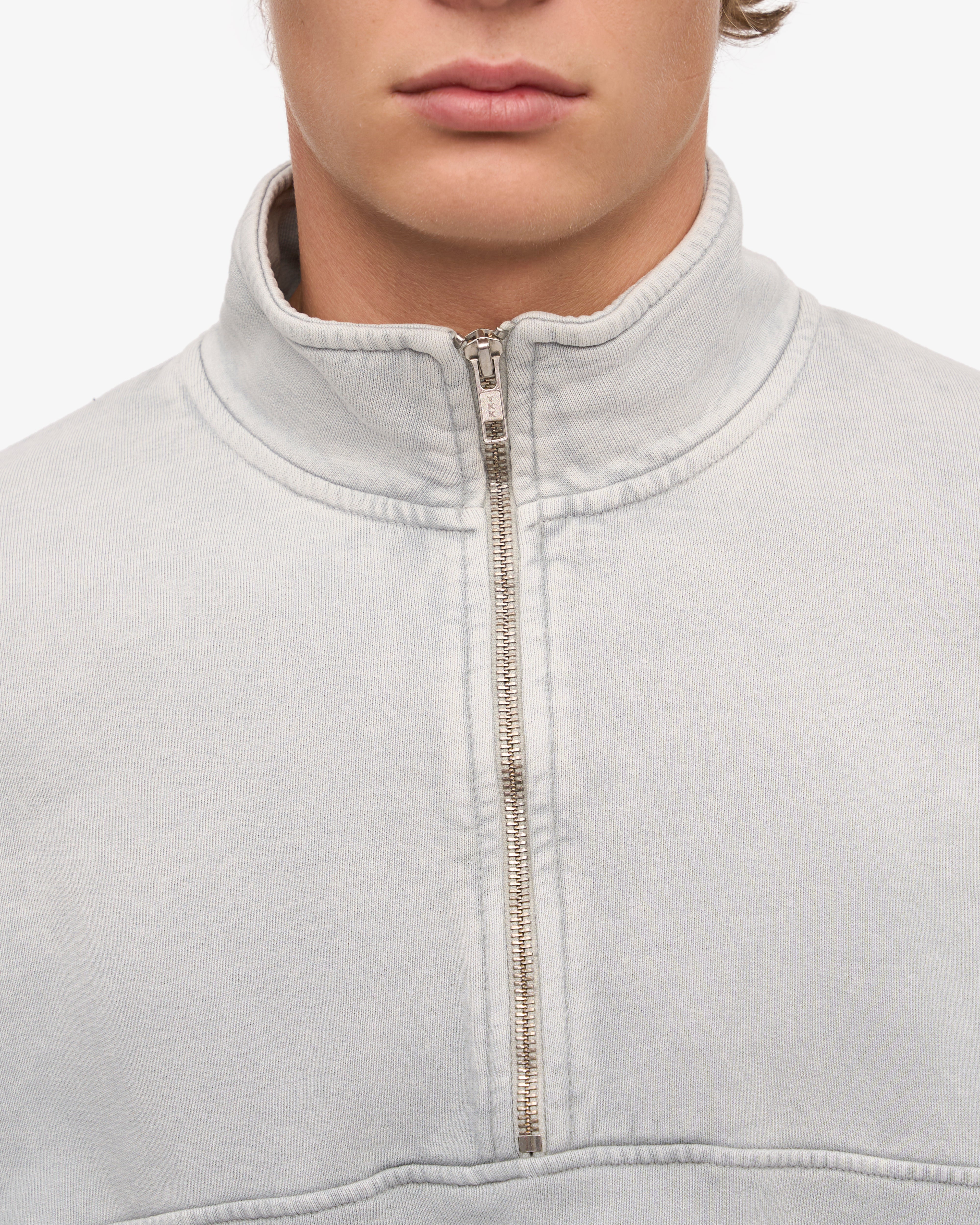 Organic Quarter Zip - Faded Grey