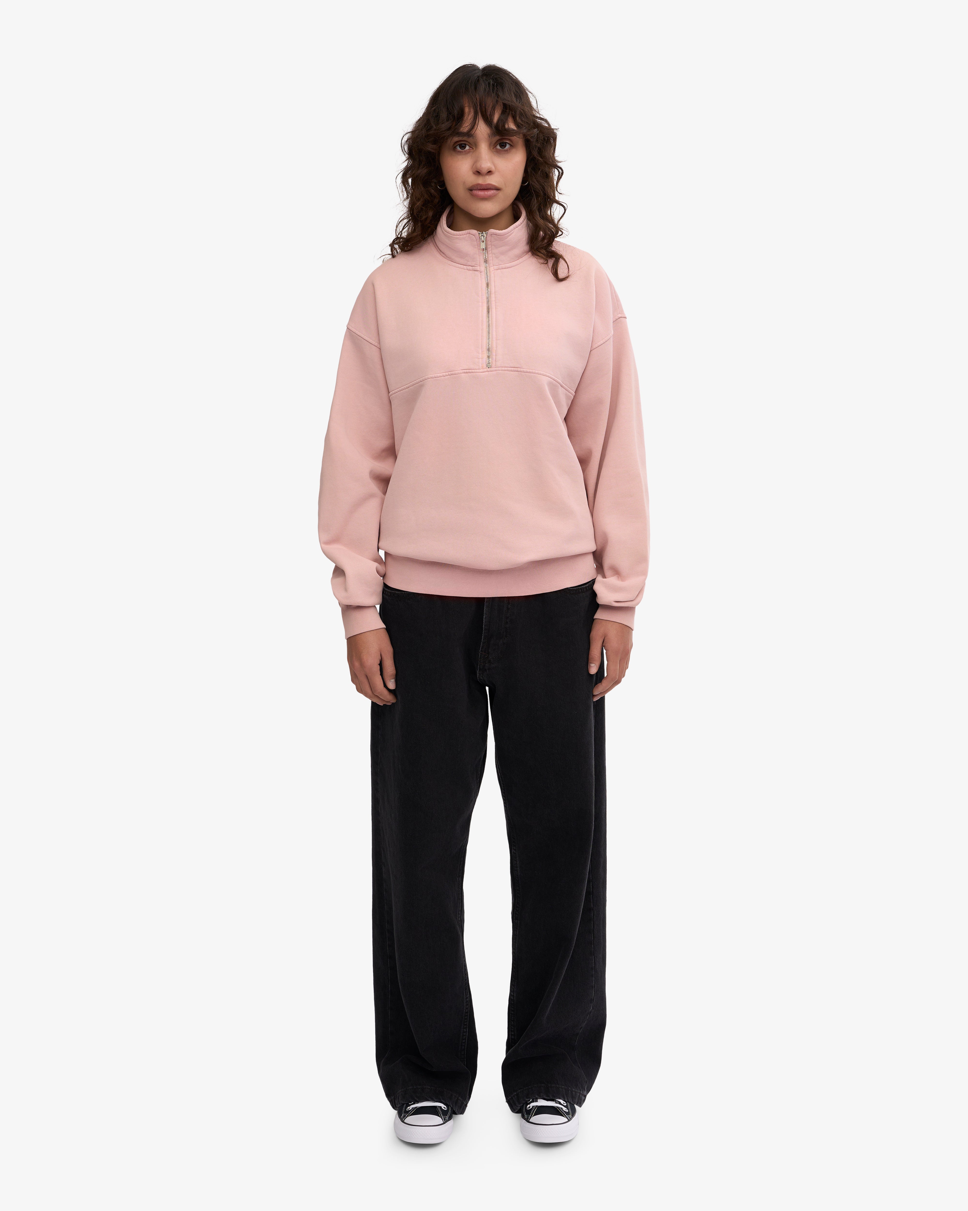 Organic Quarter Zip - Faded Pink