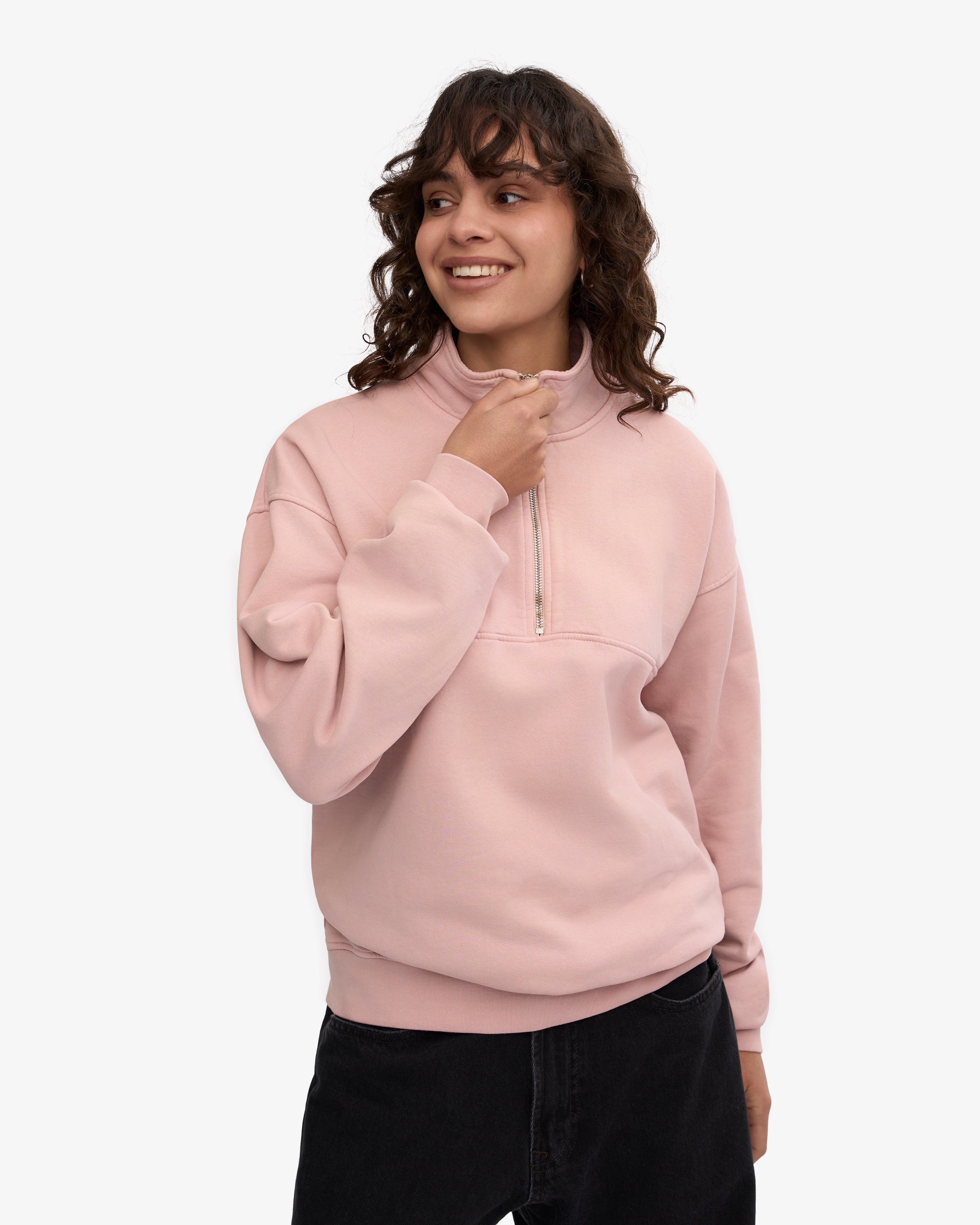 Organic Quarter Zip - Faded Pink