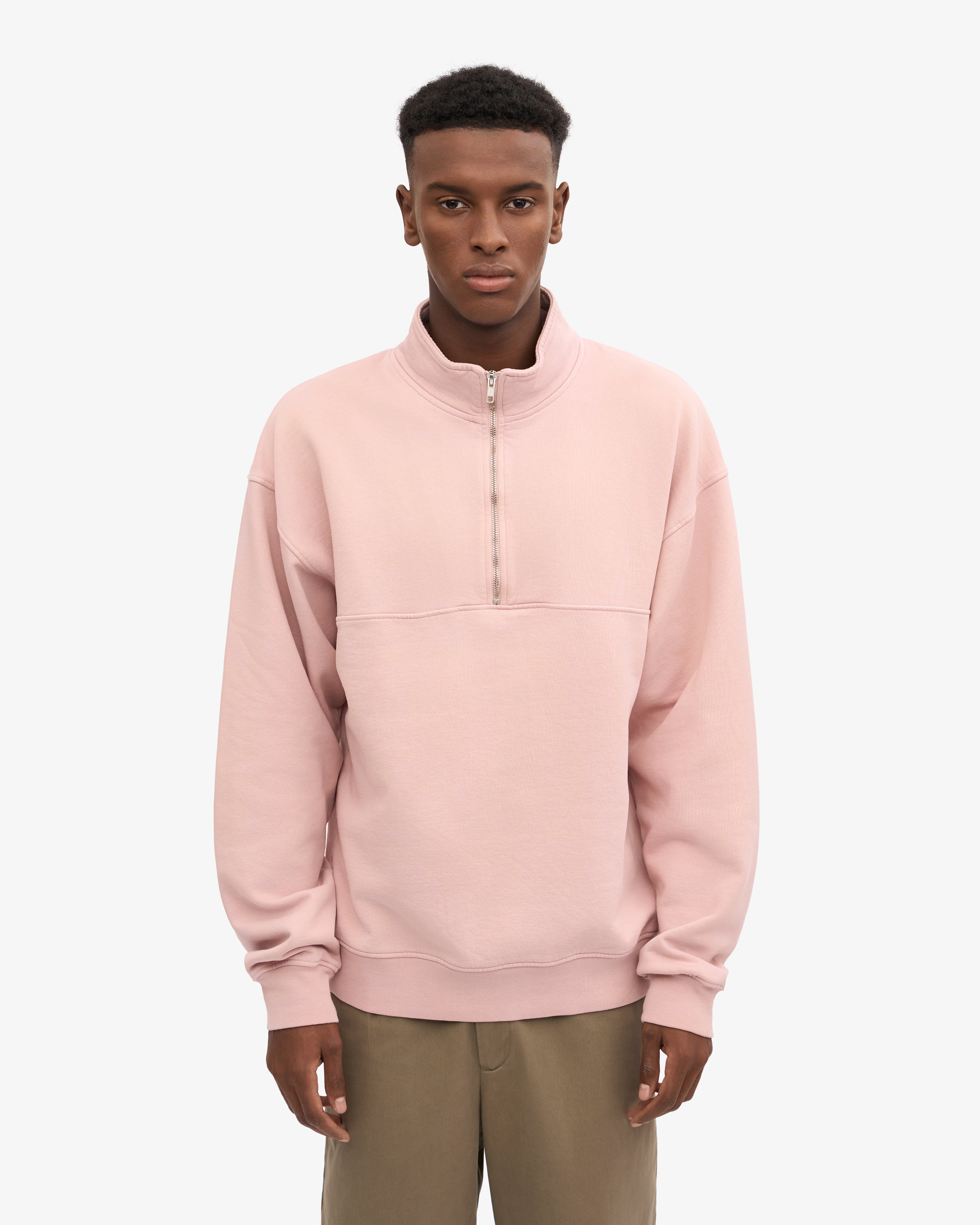 Organic Quarter Zip - Faded Pink