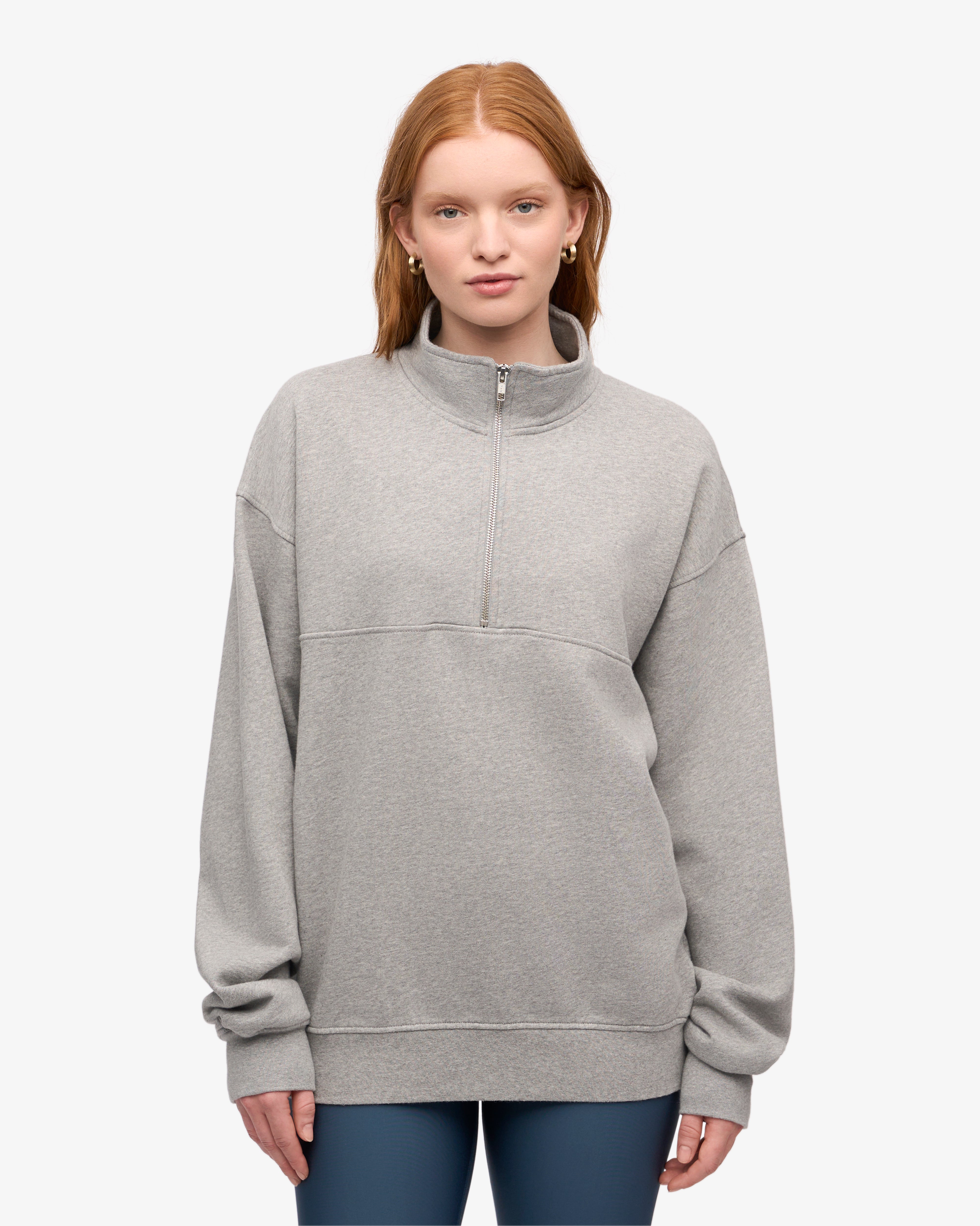 Organic Quarter Zip - Heather Grey