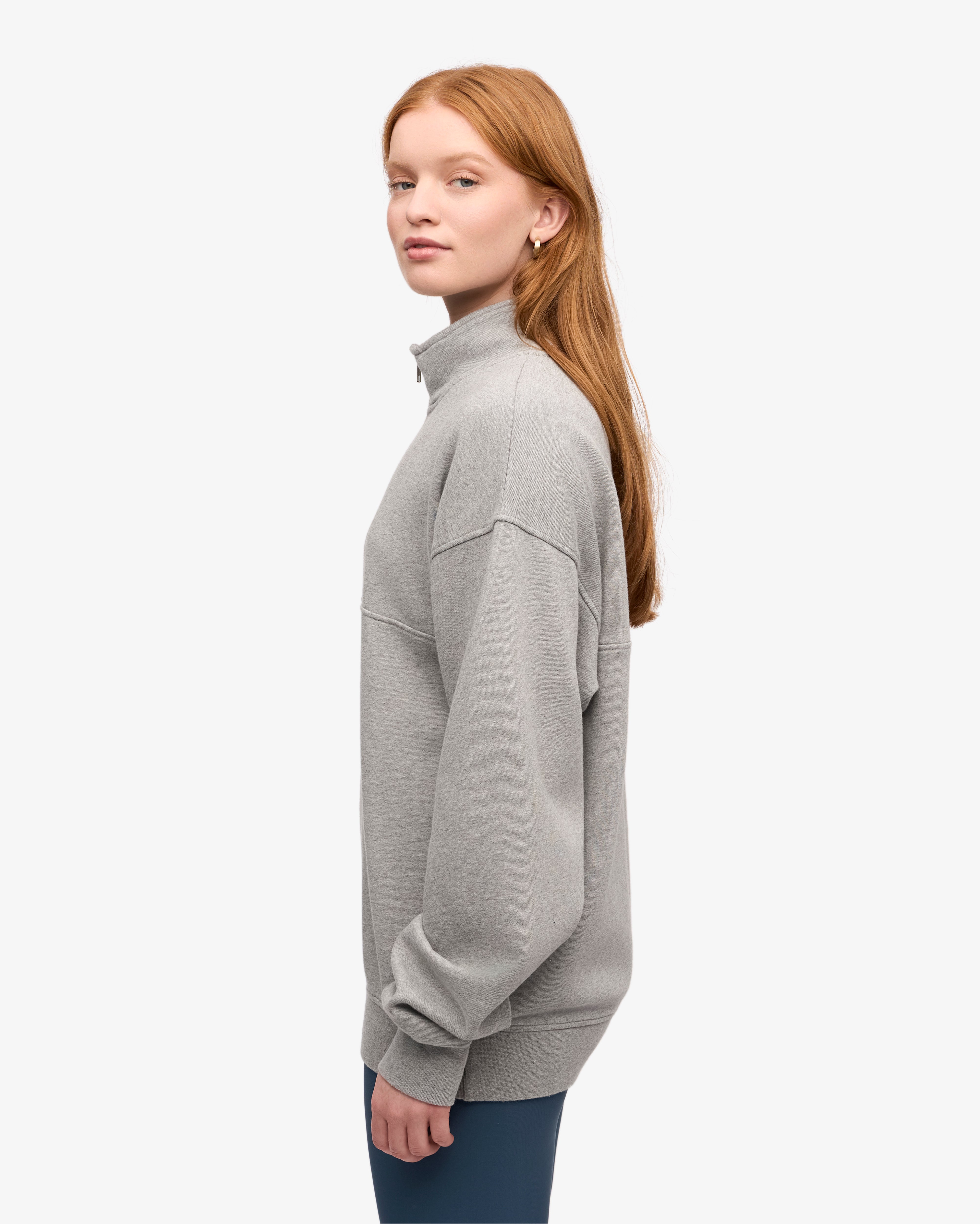 Organic Quarter Zip - Heather Grey