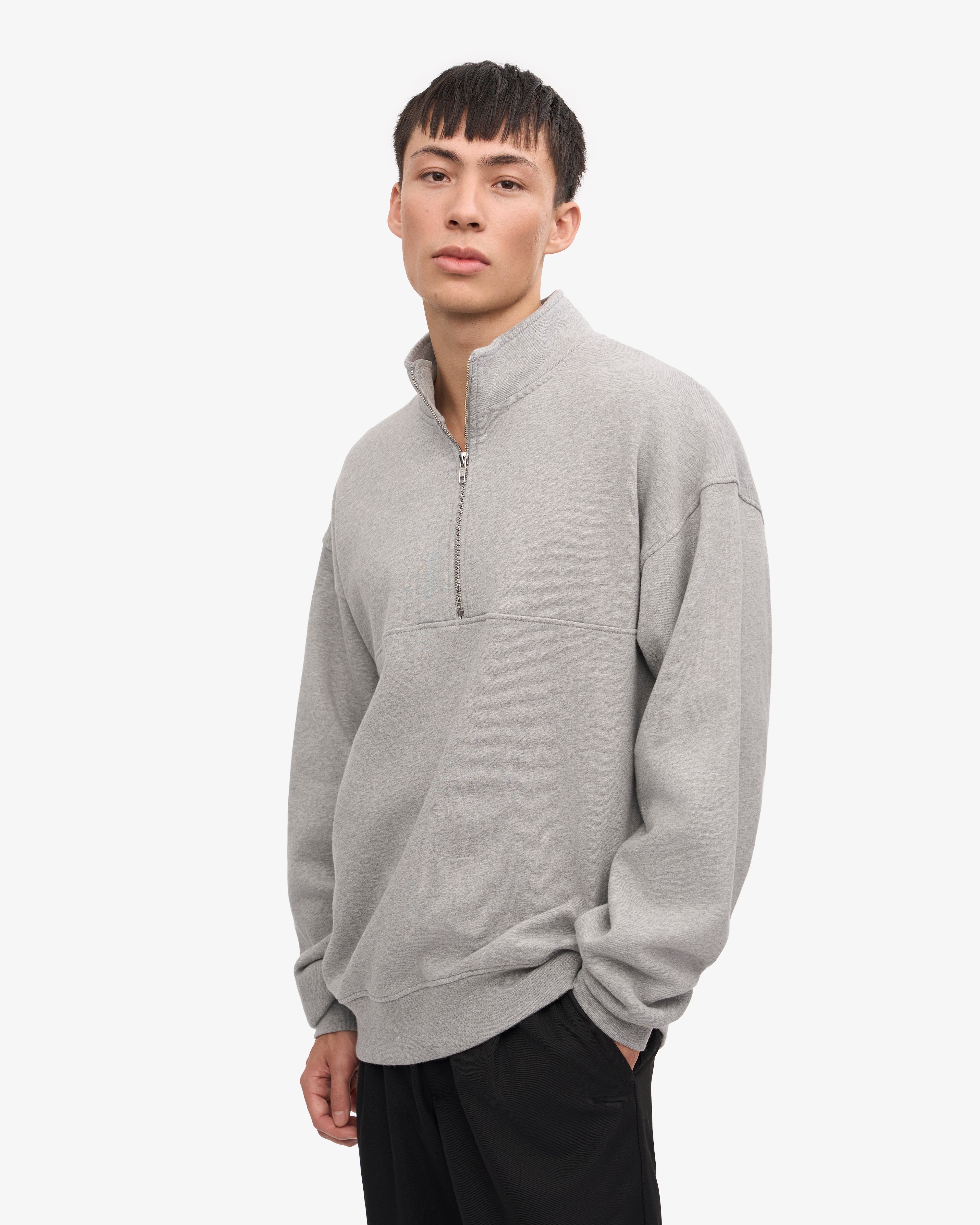 Organic Quarter Zip - Heather Grey