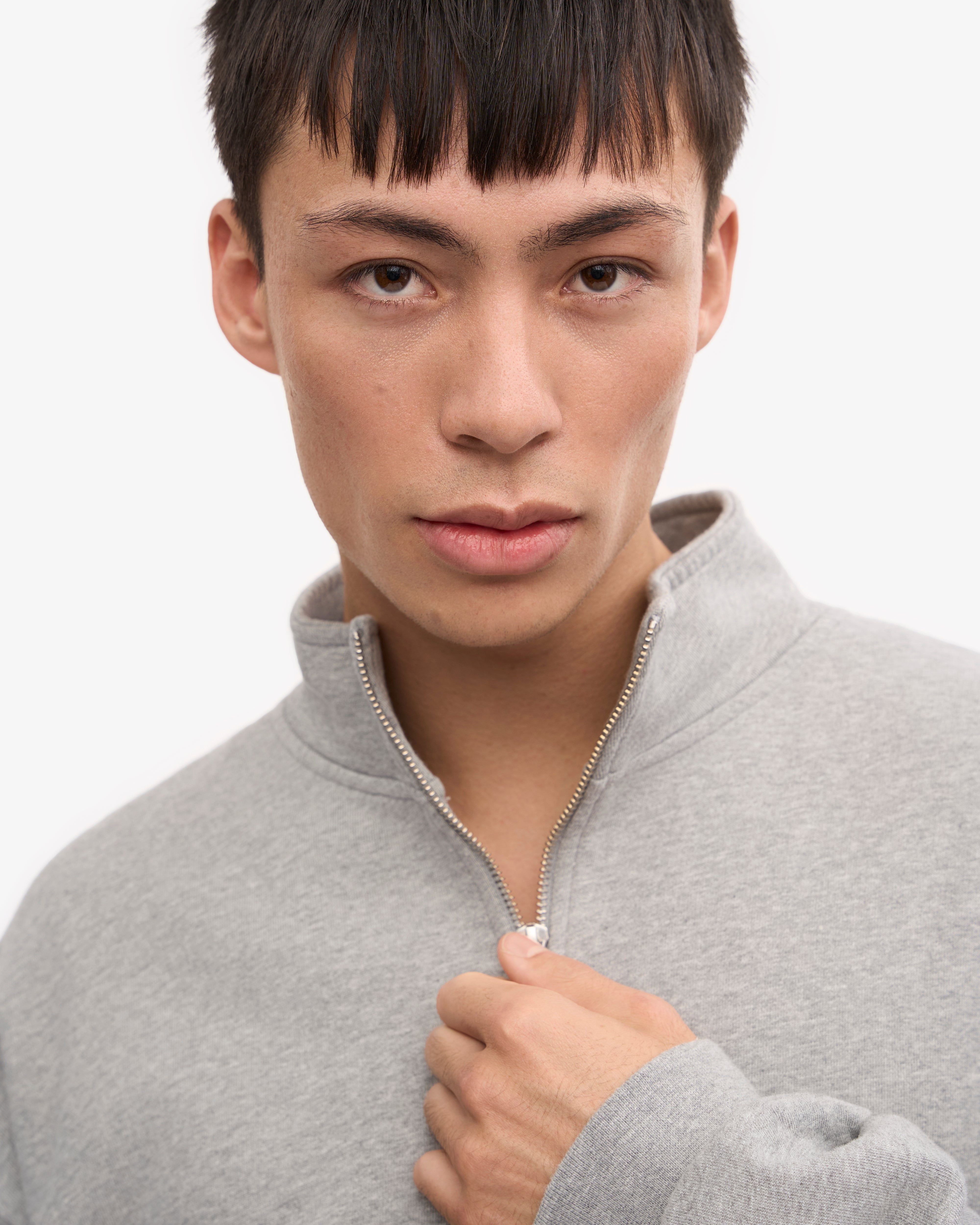 Organic Quarter Zip - Heather Grey