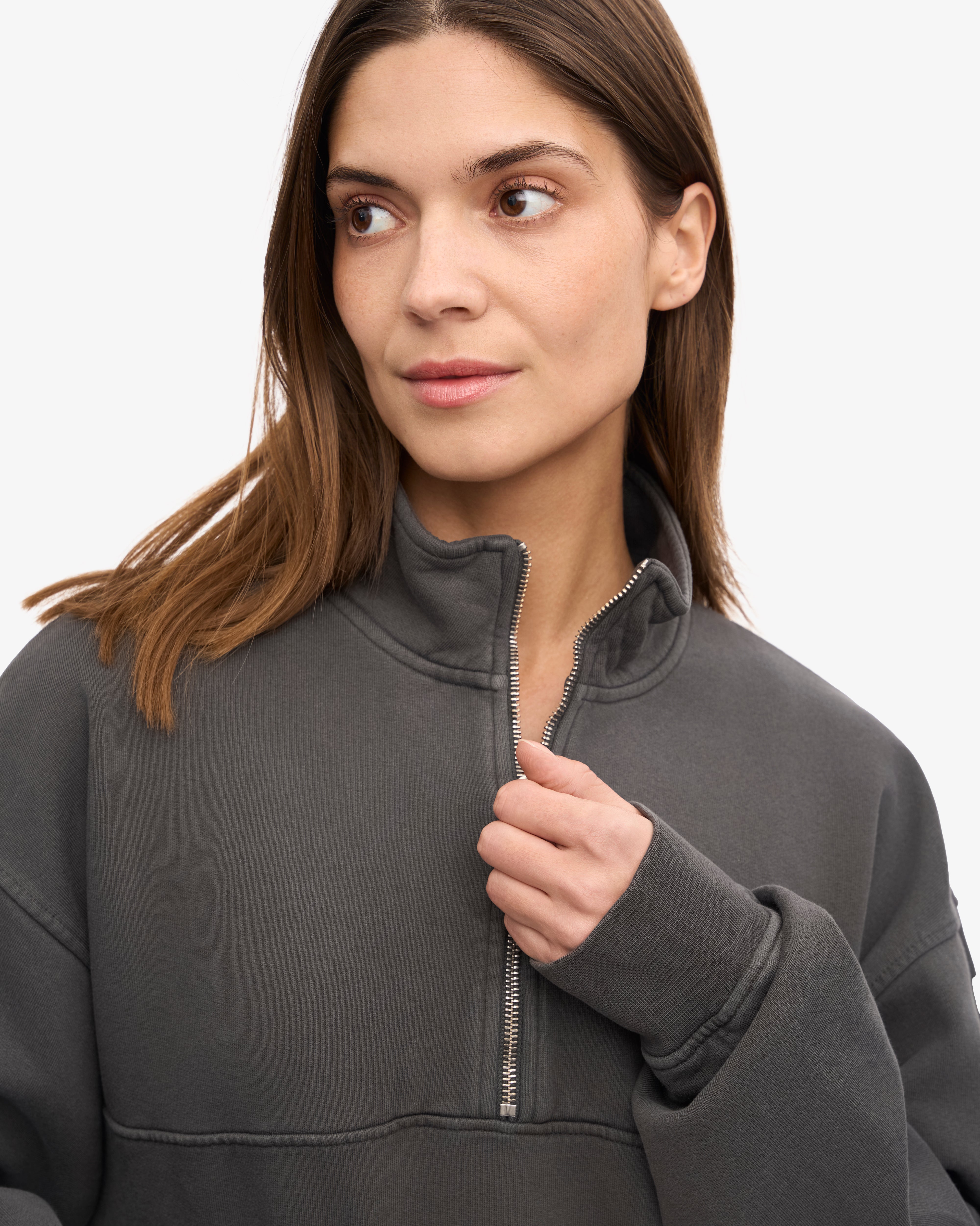Organic Quarter Zip - Lava Grey