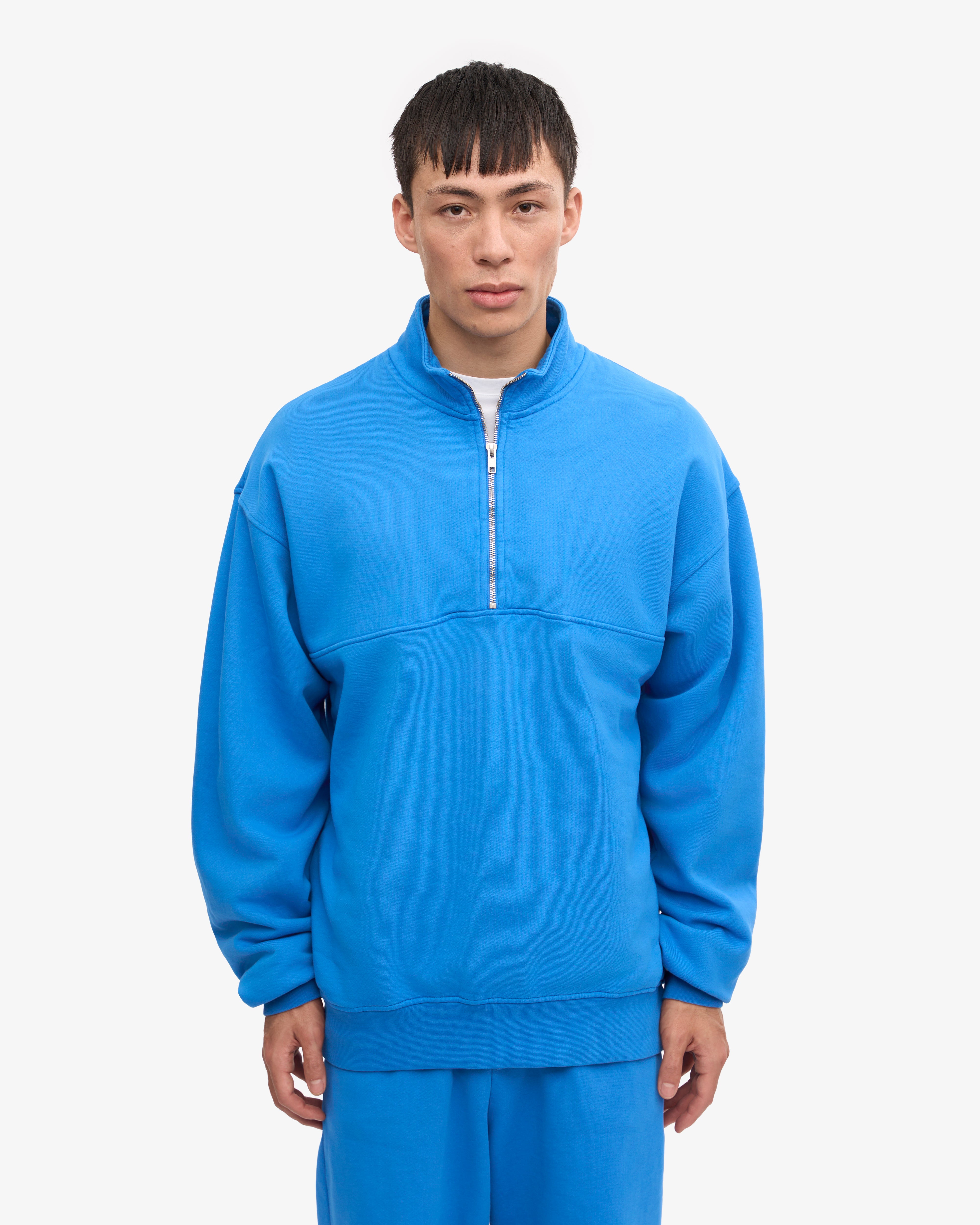Organic Quarter Zip - Pacific Blue