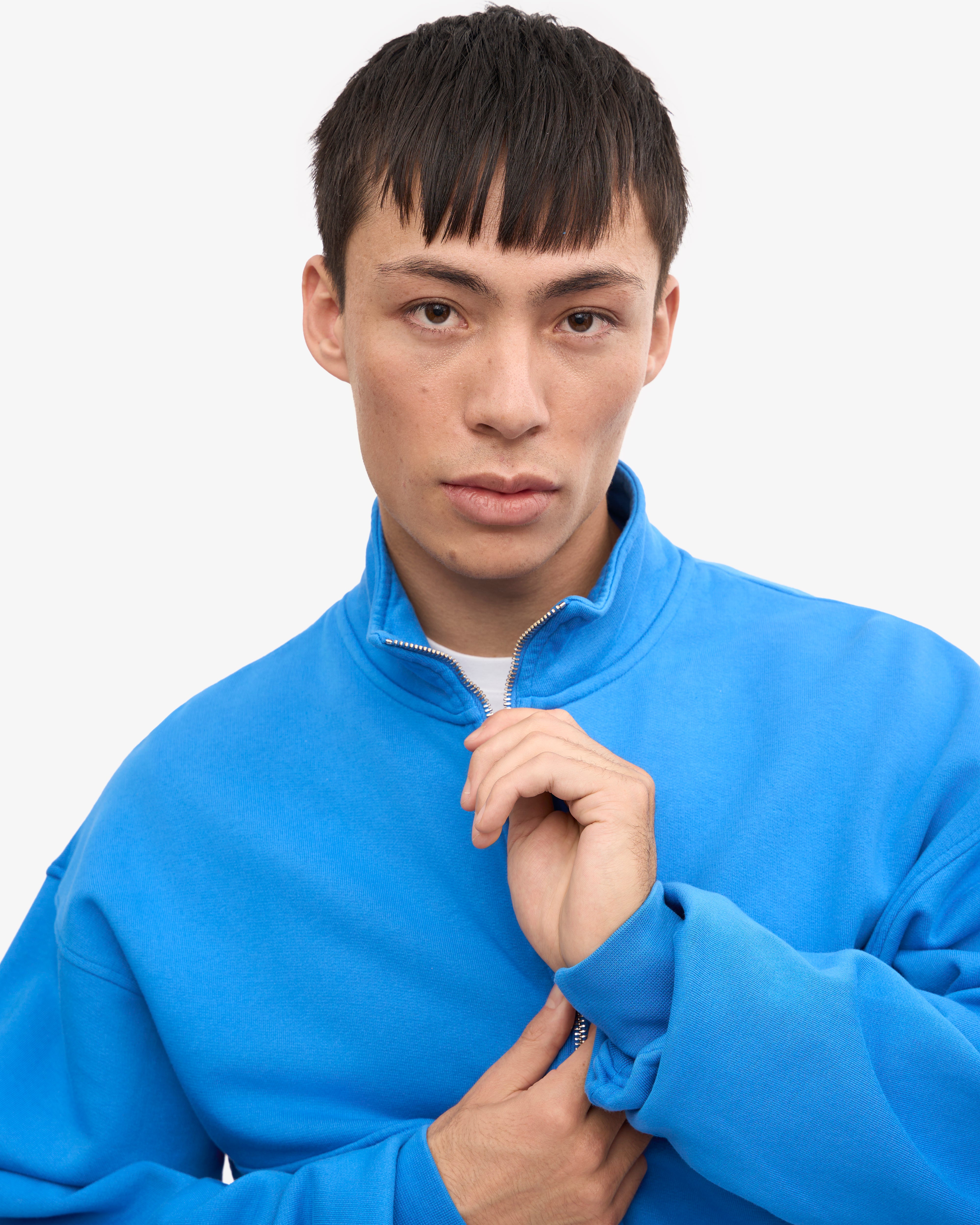 Organic Quarter Zip - Pacific Blue
