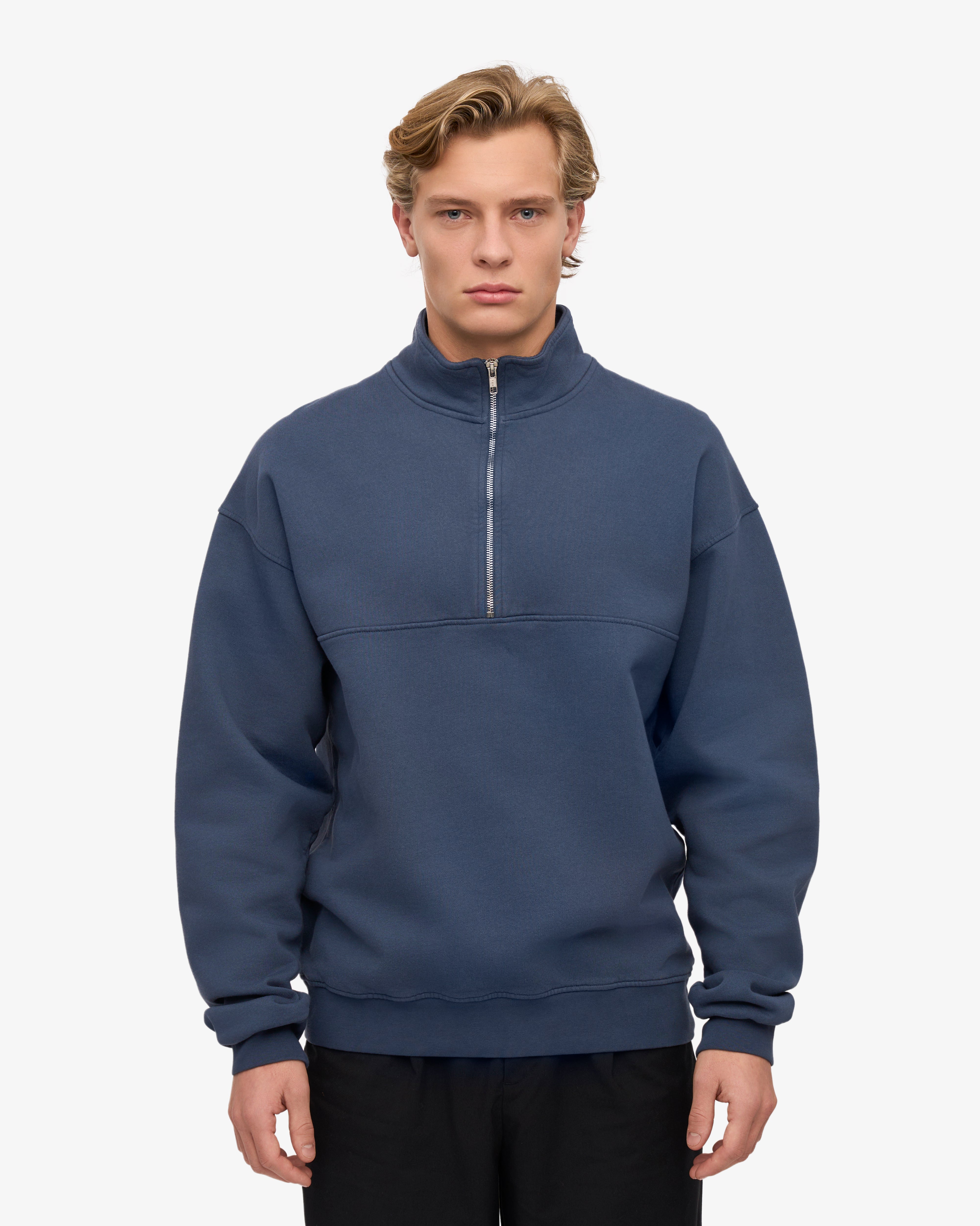 Organic Quarter Zip - Petrol Blue