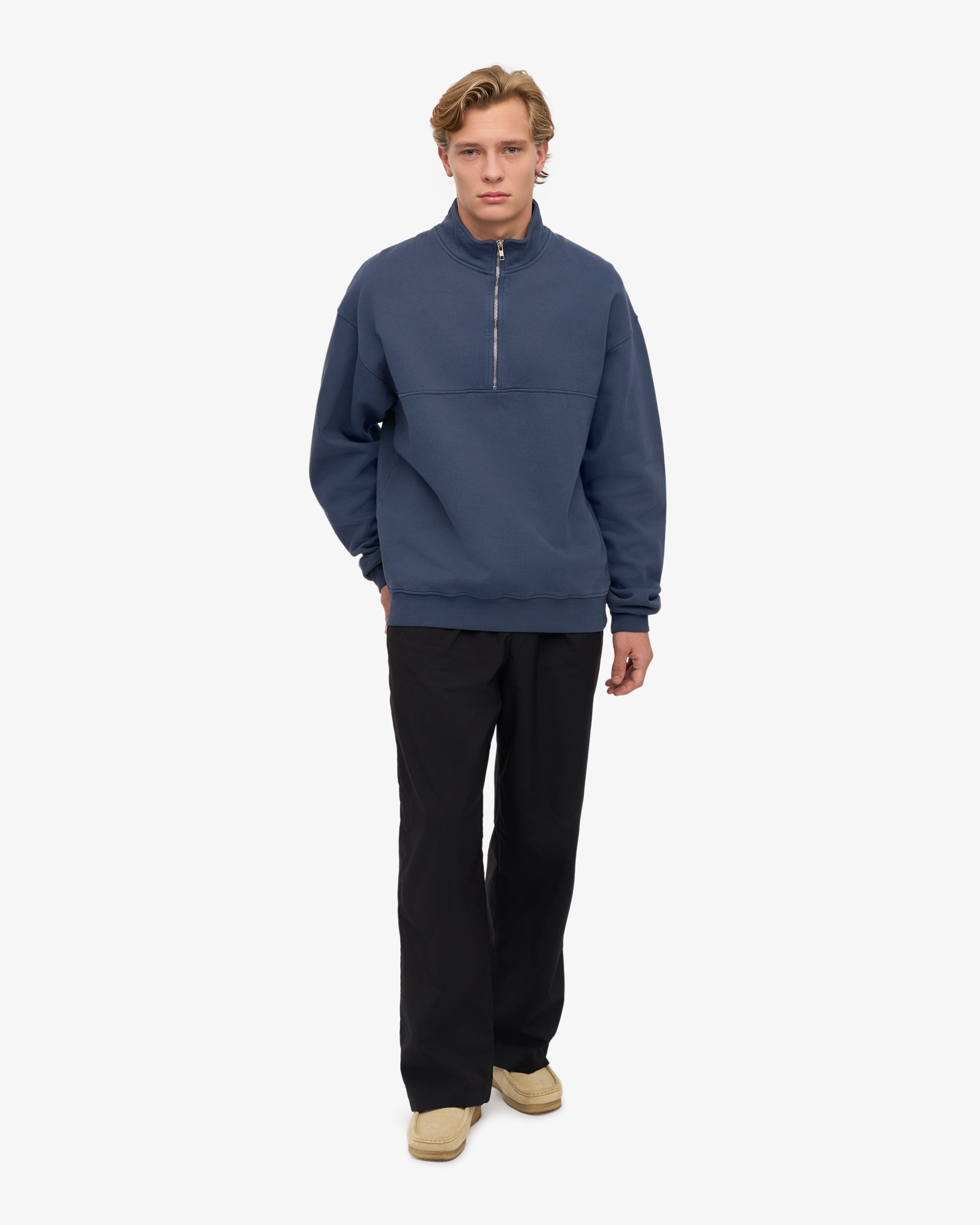 Organic Quarter Zip - Petrol Blue