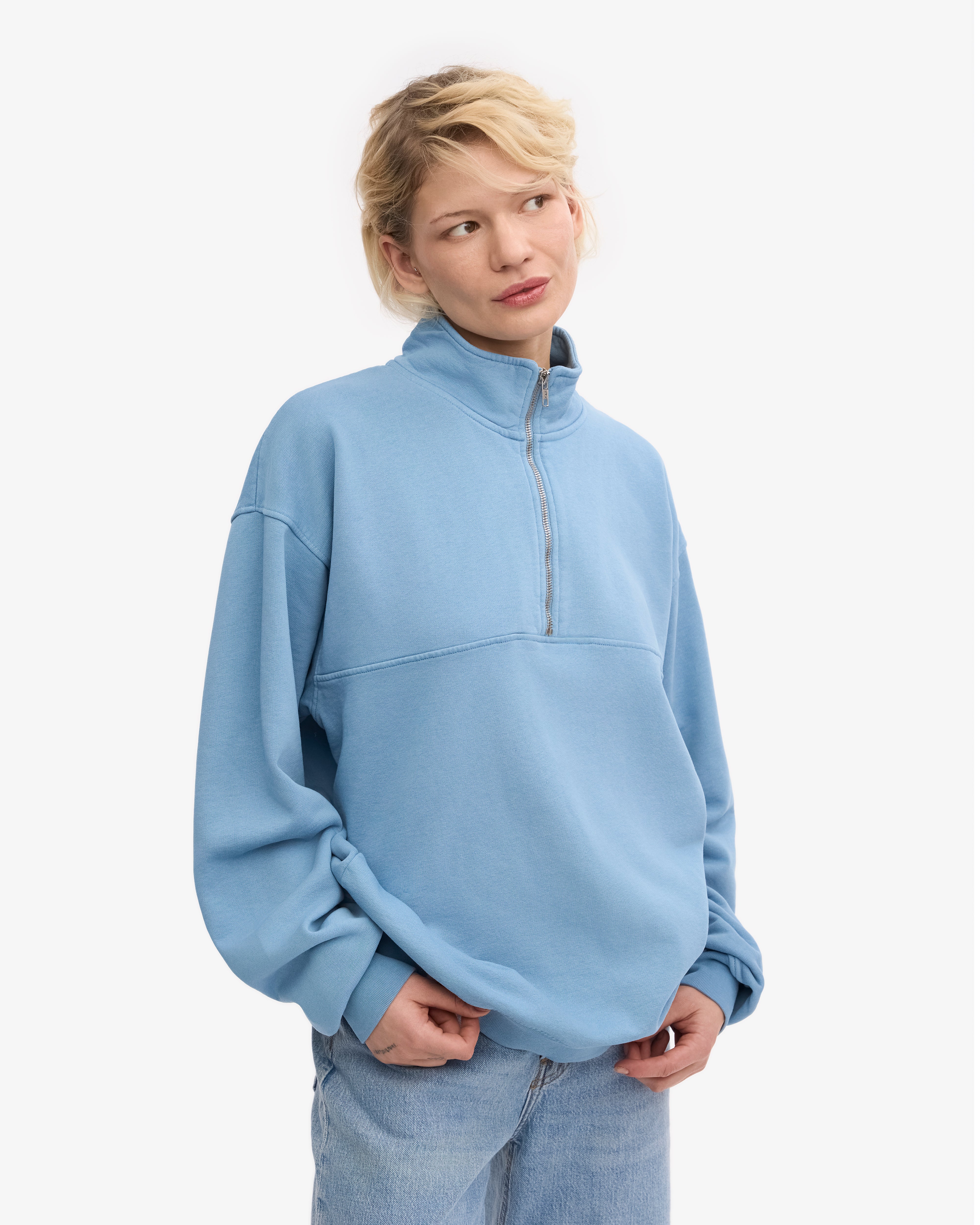 Organic Quarter Zip - Seaside Blue